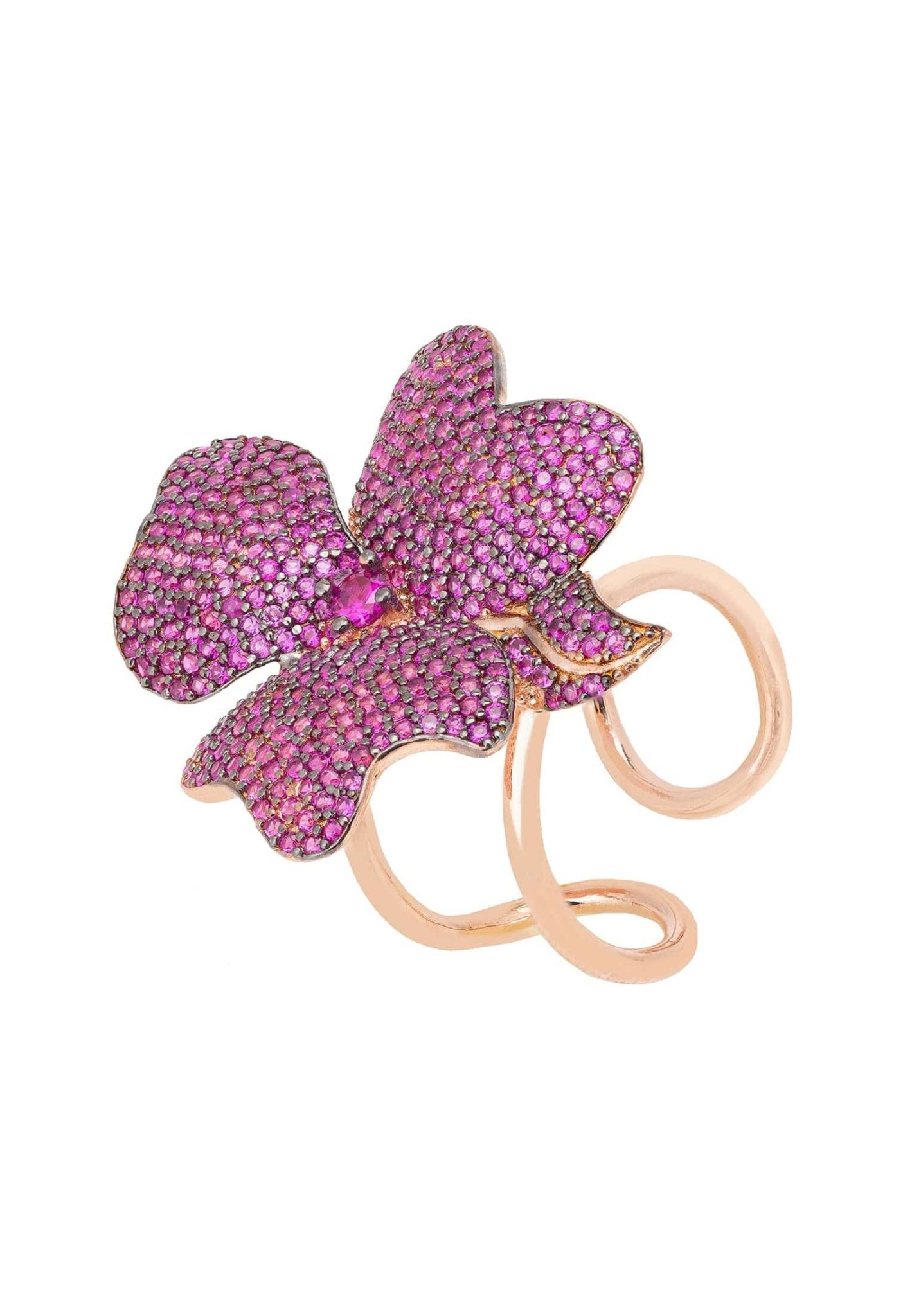 Flower Cocktail Ring Rosegold Ruby - LATELITA Rings