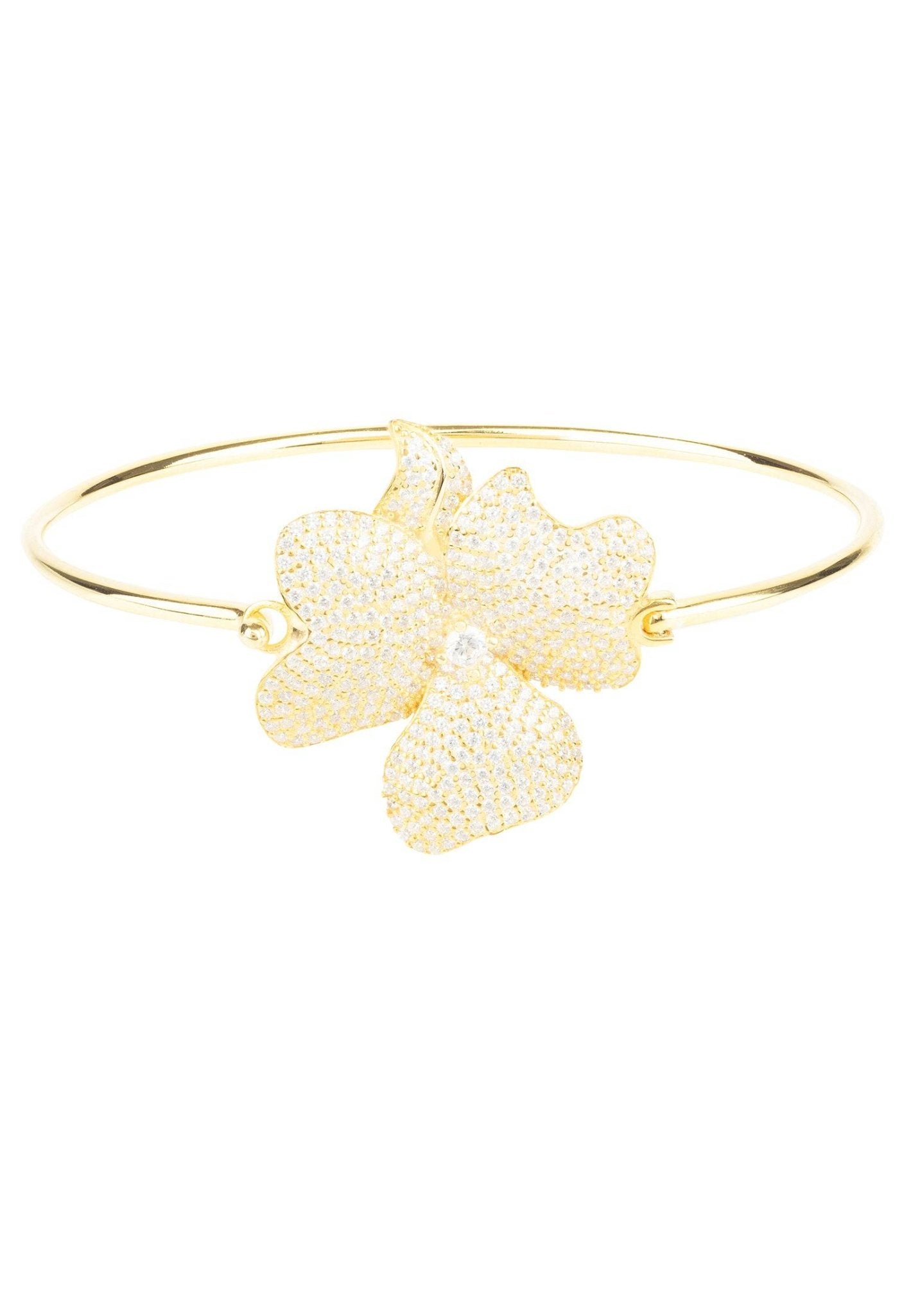 Flower Large Statement Cuff Bracelet Gold - LATELITA Bracelets
