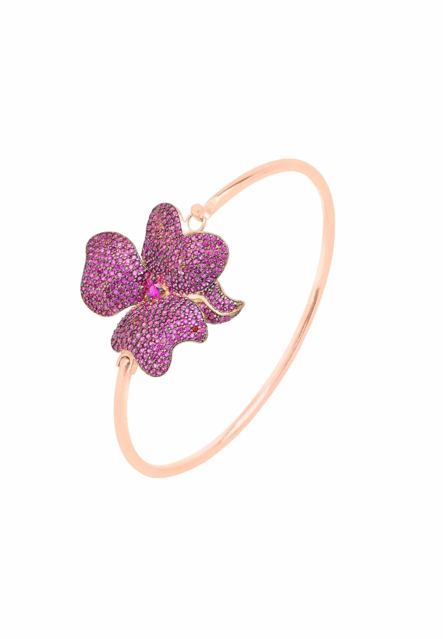 Flower Large Statement Cuff Bracelet Rosegold Ruby - LATELITA Bracelets