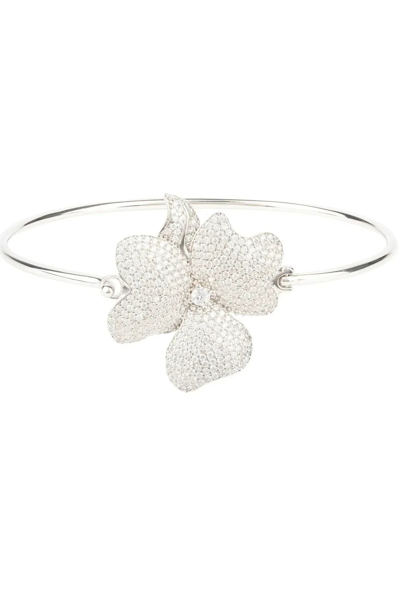 Flower Large Statement Cuff Bracelet Silver - LATELITA Bracelets
