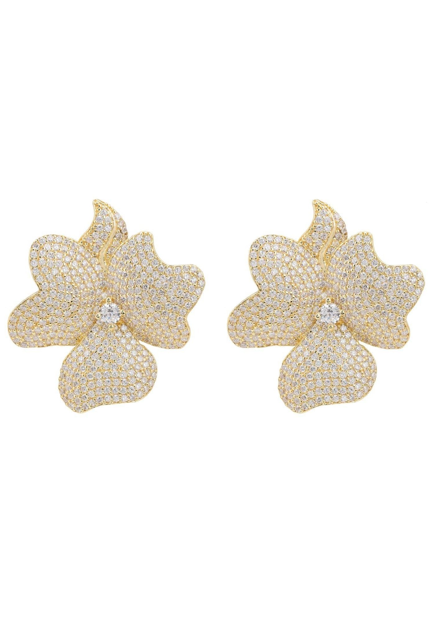 Flower Large Stud Earrings Gold - LATELITA Earrings