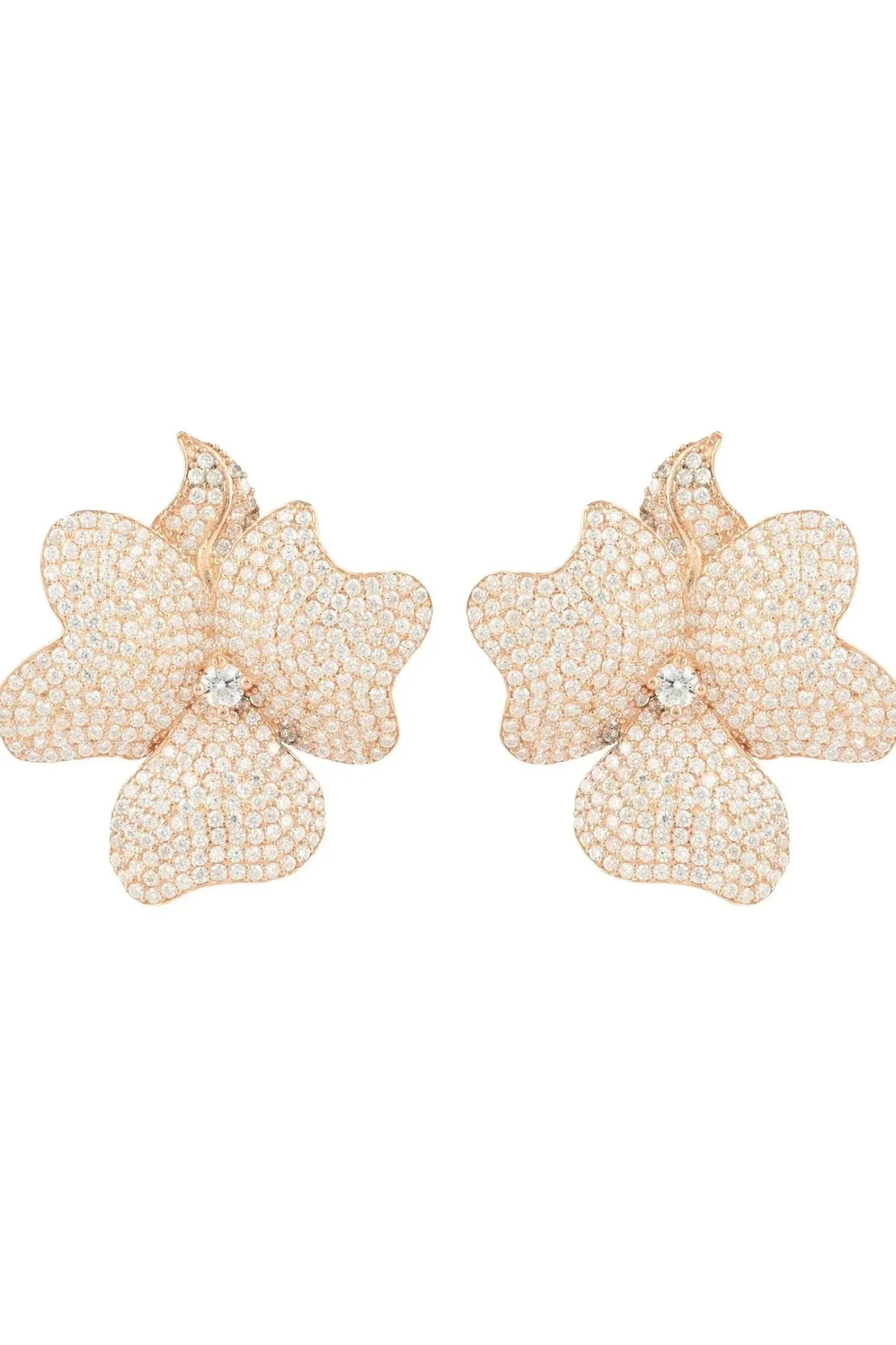 Flower Large Stud Earrings Rose Gold - LATELITA Earrings