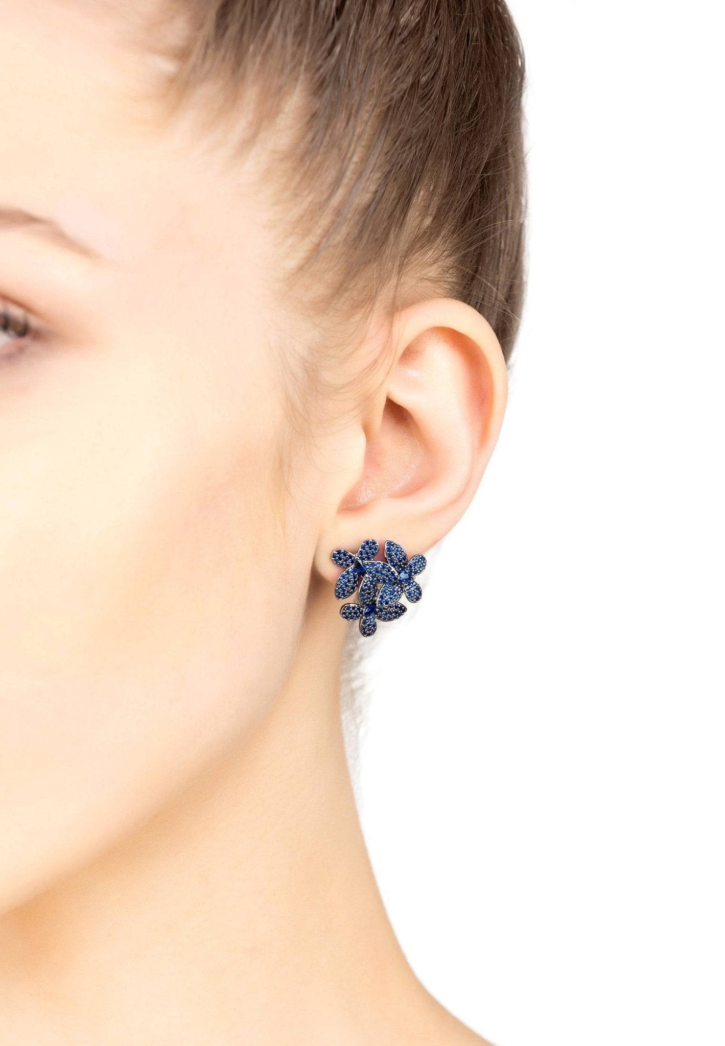 Flowers Large Stud Earrings Blue - LATELITA Earrings