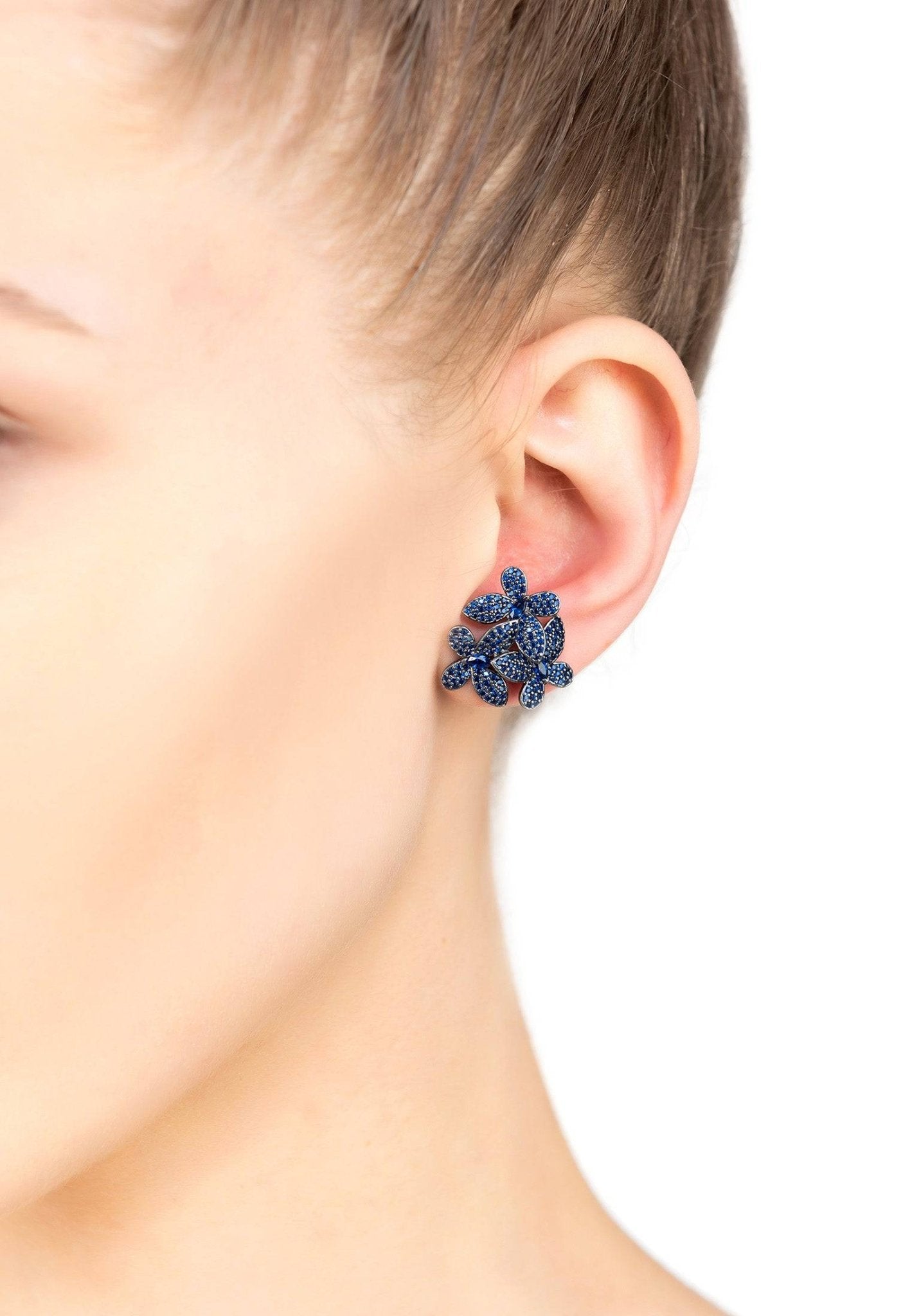 Flowers Large Stud Earrings Blue - LATELITA Earrings
