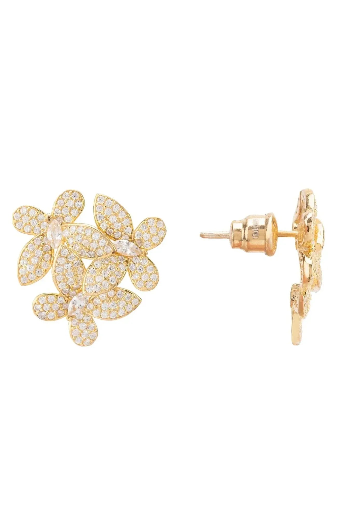 Flowers Large Stud Earrings Gold - LATELITA Earrings