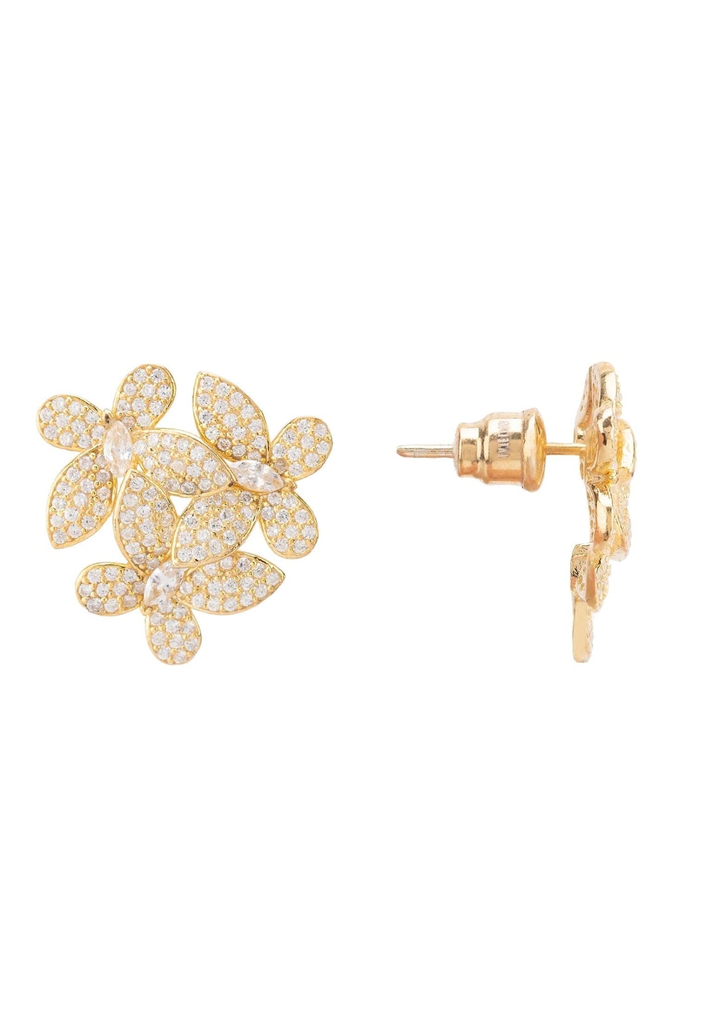 Flowers Large Stud Earrings Gold - LATELITA Earrings