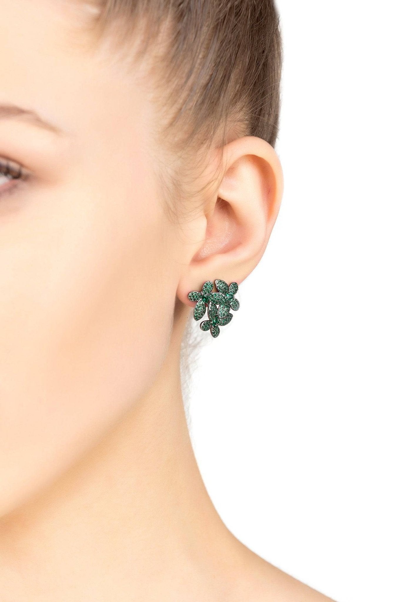 Flowers Large Stud Earrings Green - LATELITA Earrings