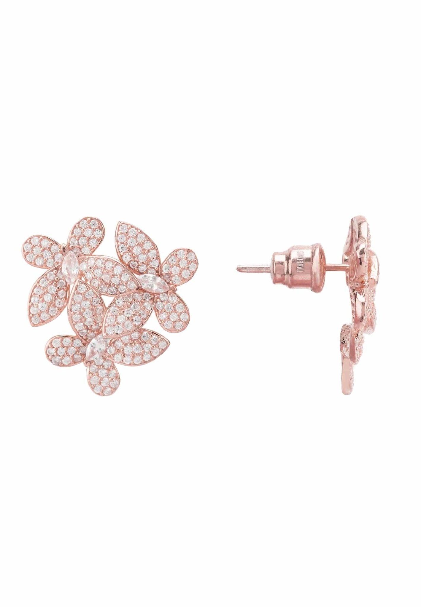 Flowers Large Stud Earrings Rosegold - LATELITA Earrings