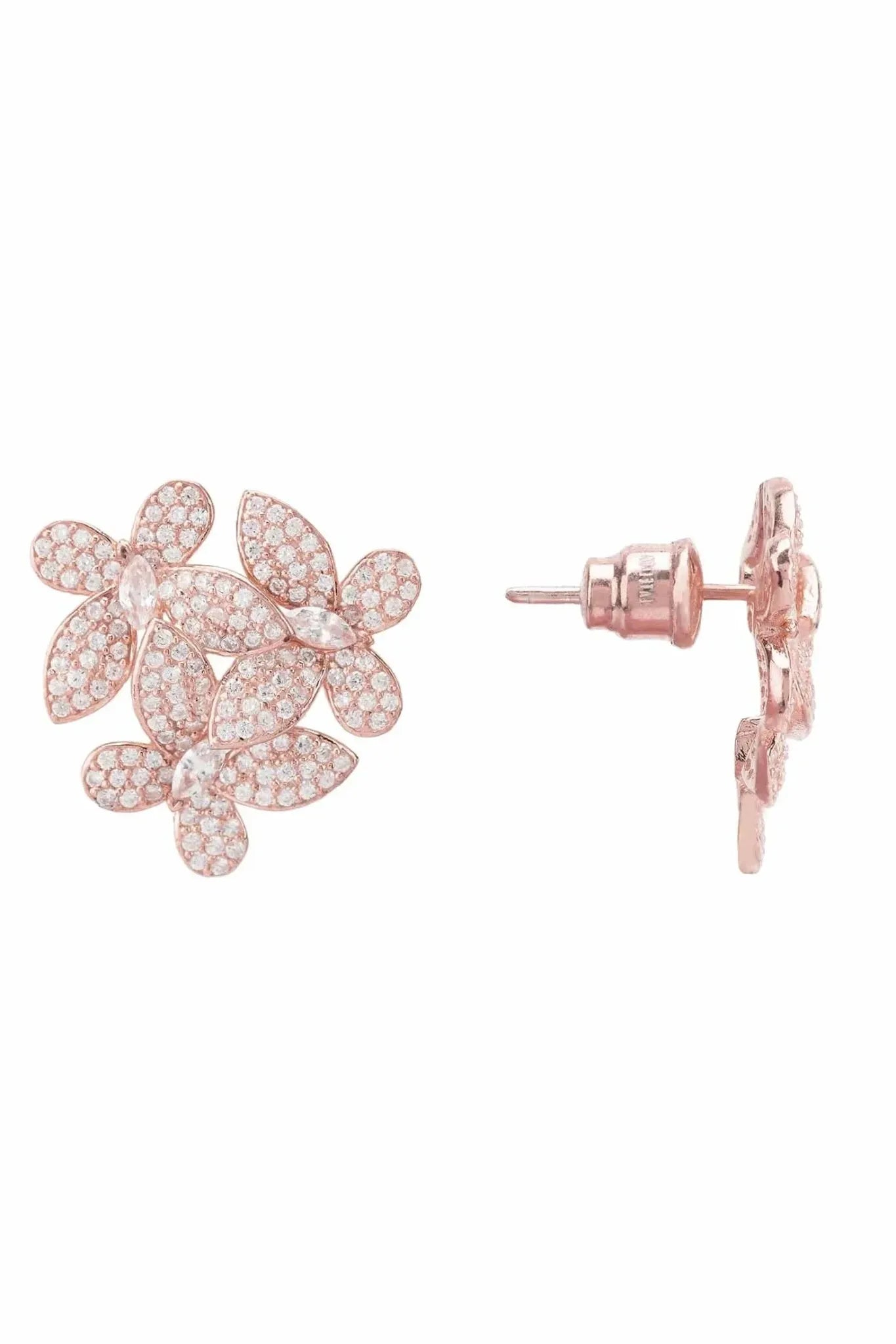 Flowers Large Stud Earrings Rosegold - LATELITA Earrings