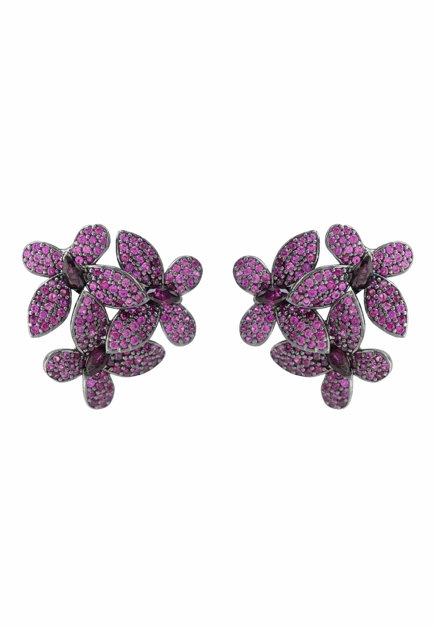 Flowers Large Stud Earrings Ruby - LATELITA Earrings