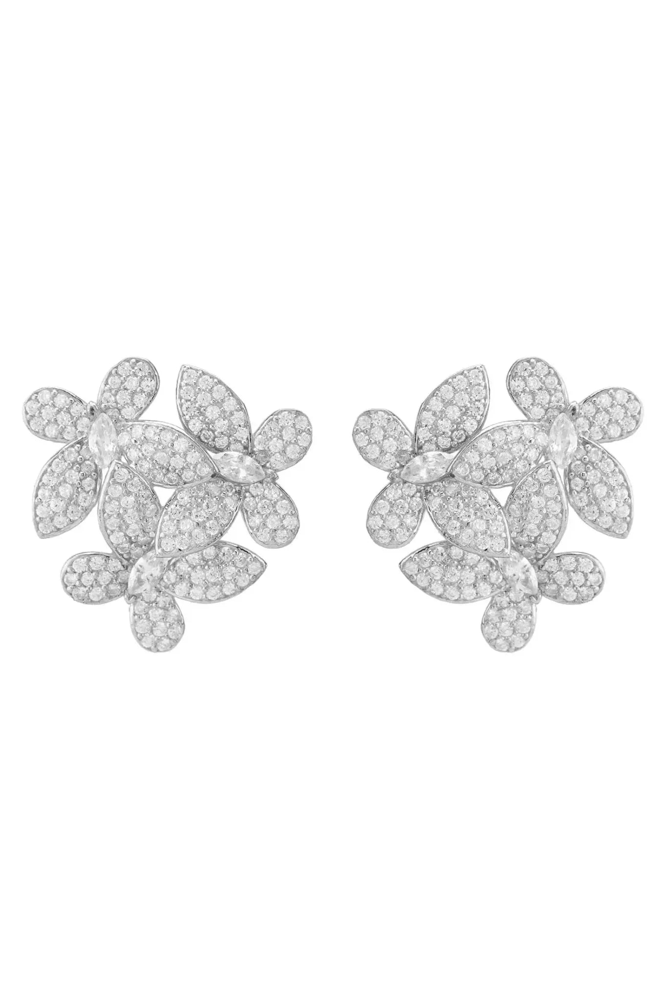 Flowers Large Stud Earrings Silver - LATELITA Earrings