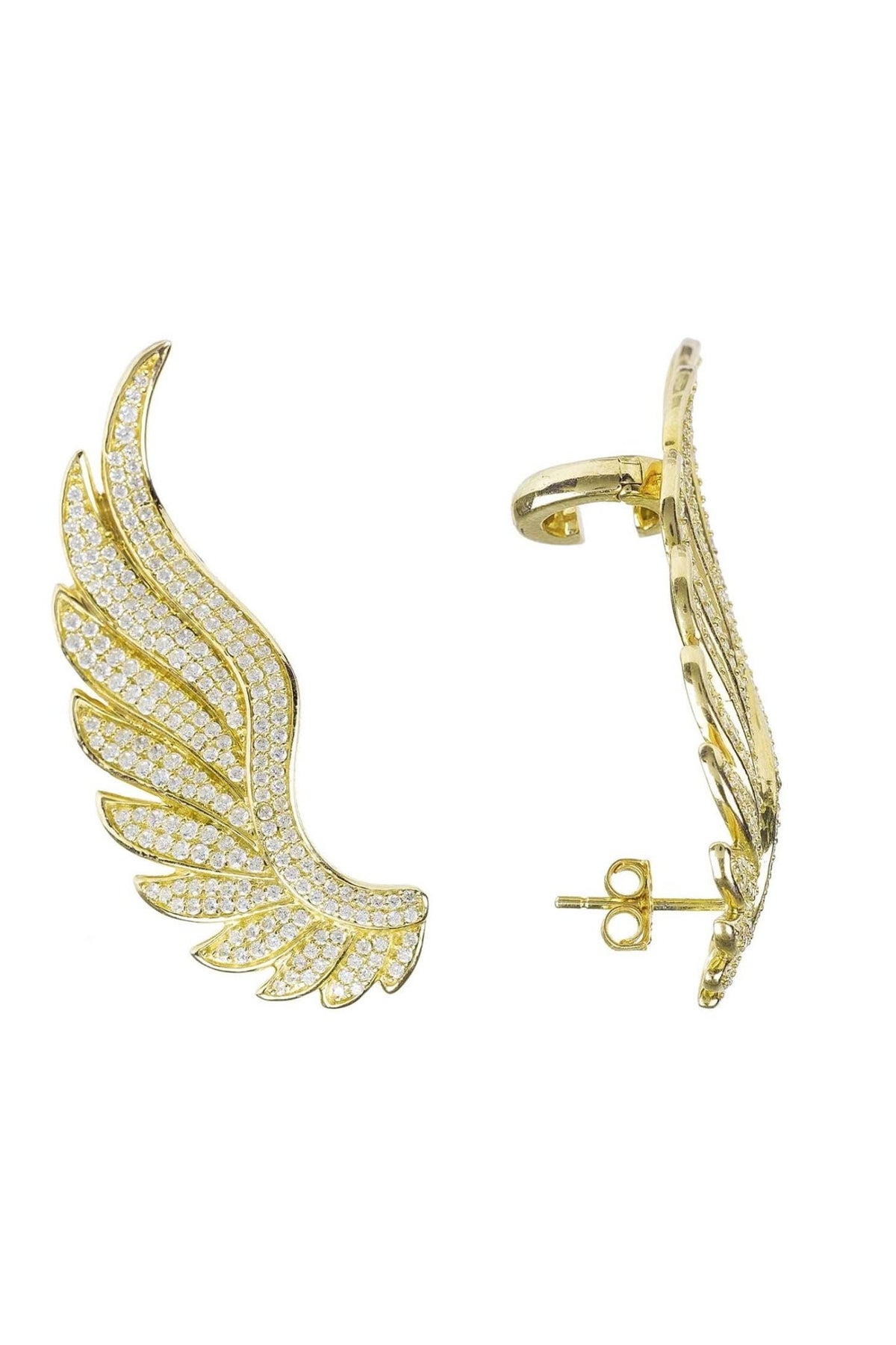Gabriel Angel Wing Ear Climber Gold - LATELITA Earrings