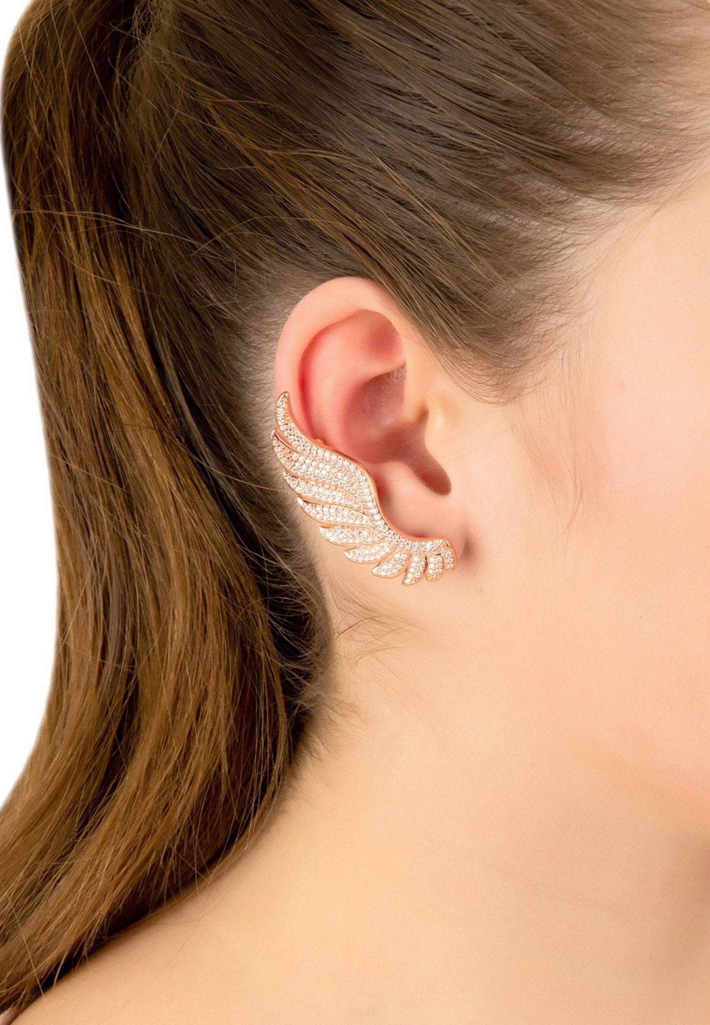 Gabriel Angel Wing Ear Climber Silver - LATELITA Earrings
