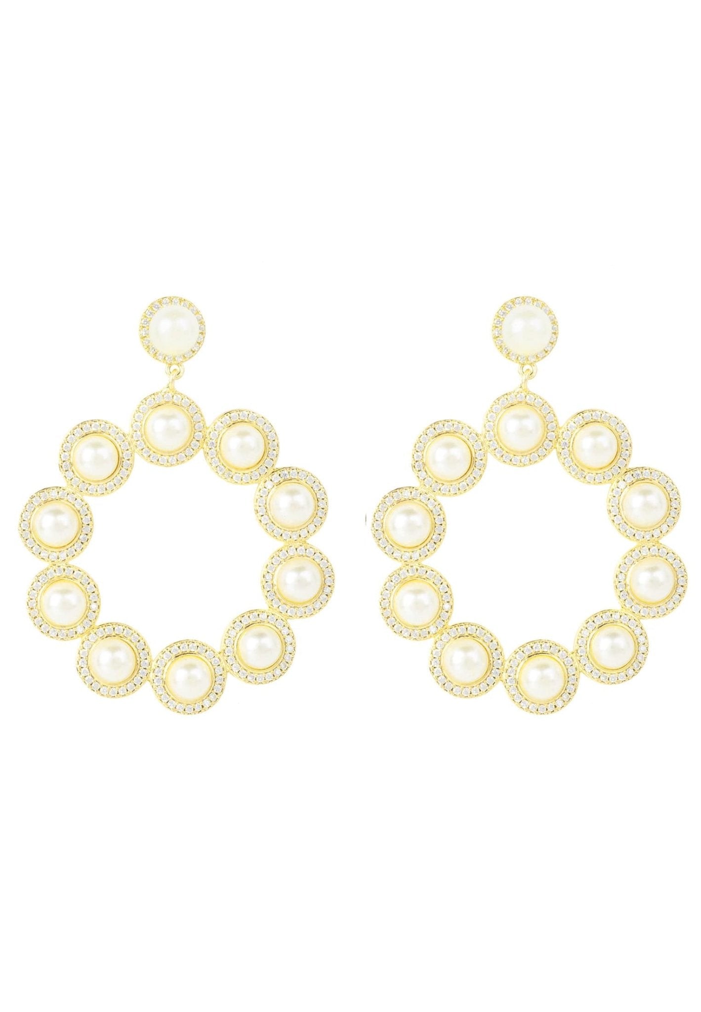 Gatsby Pearl Gemstone Statement Earrings Gold - LATELITA Earrings