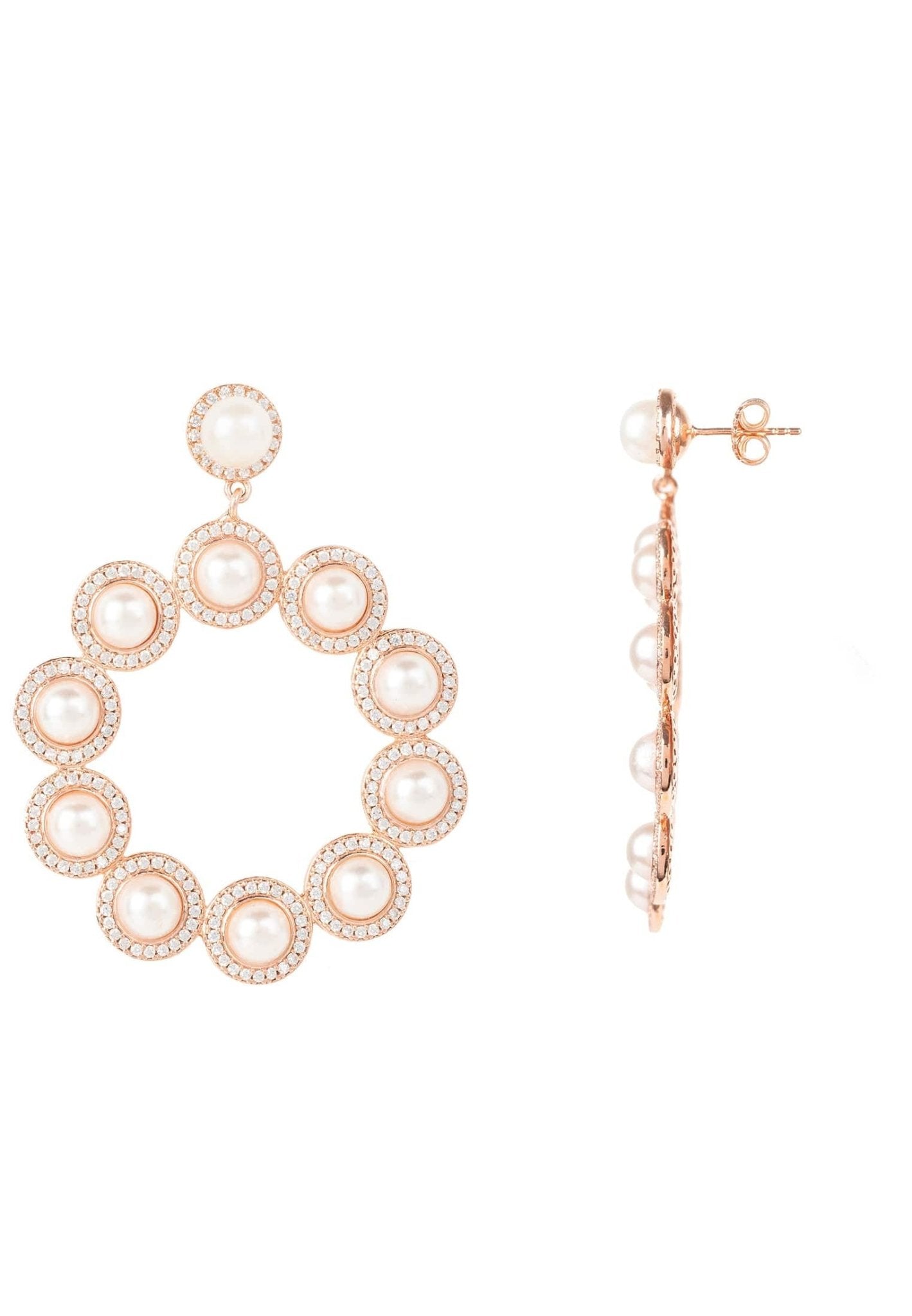 Gatsby Pearl Gemstone Statement Earrings Rosegold - LATELITA Earrings