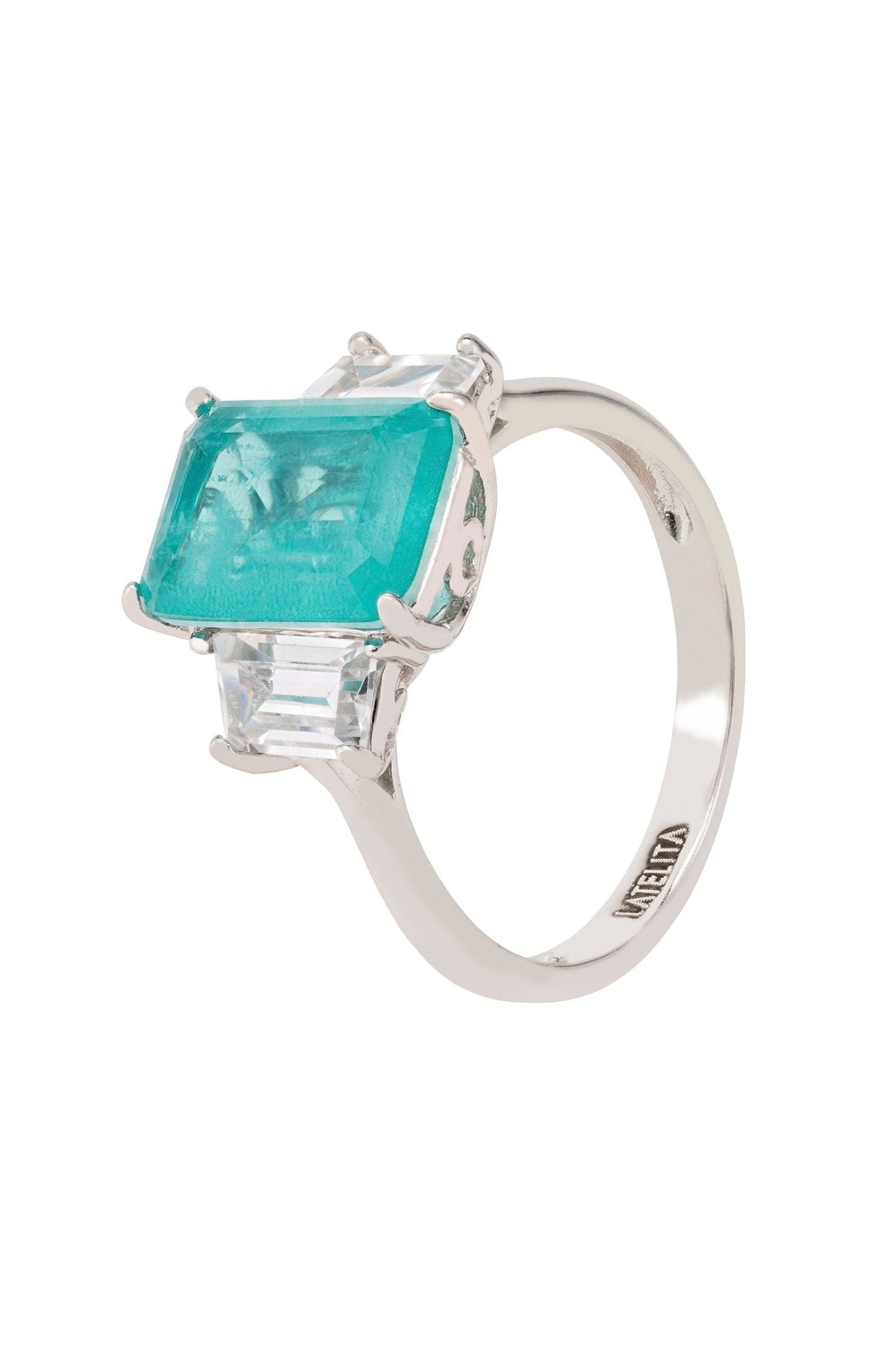 Georgina Gemstone Cocktail Ring Silver Paraiba Tourmaline - LATELITA Rings
