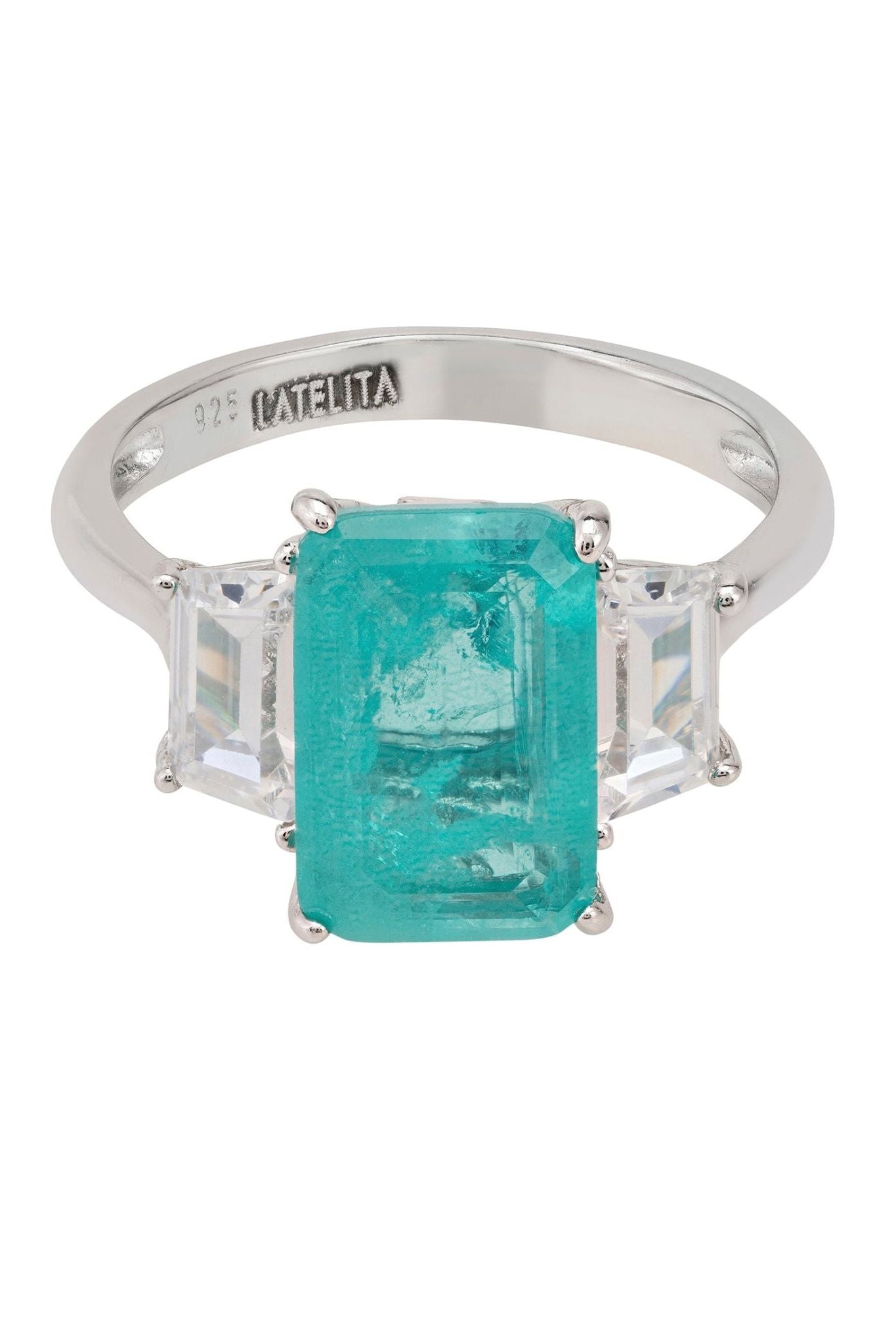 Georgina Gemstone Cocktail Ring Silver Paraiba Tourmaline - LATELITA Rings