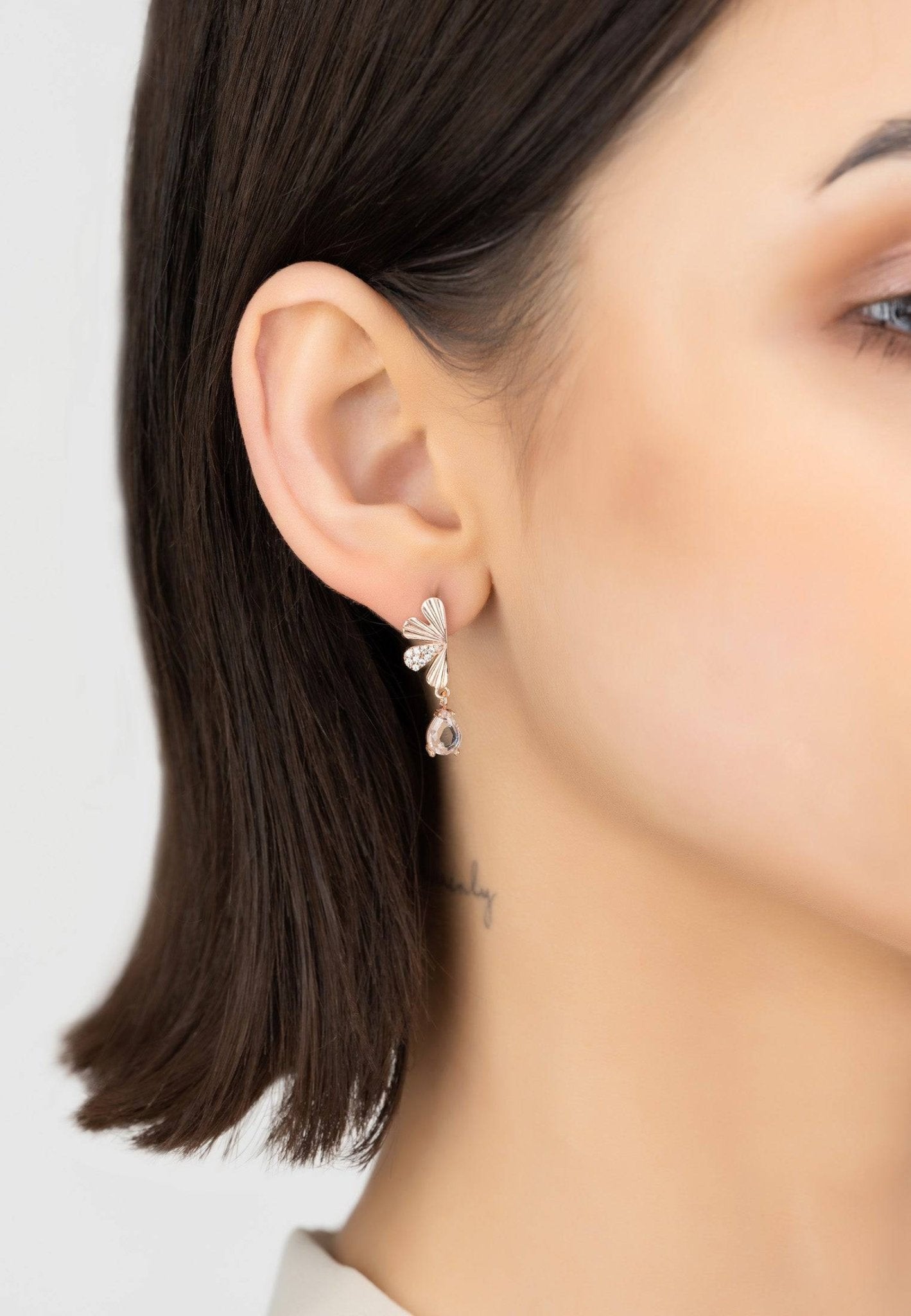 Ginkgo Leaf Small Drop Earrings Rosegold - LATELITA Earrings