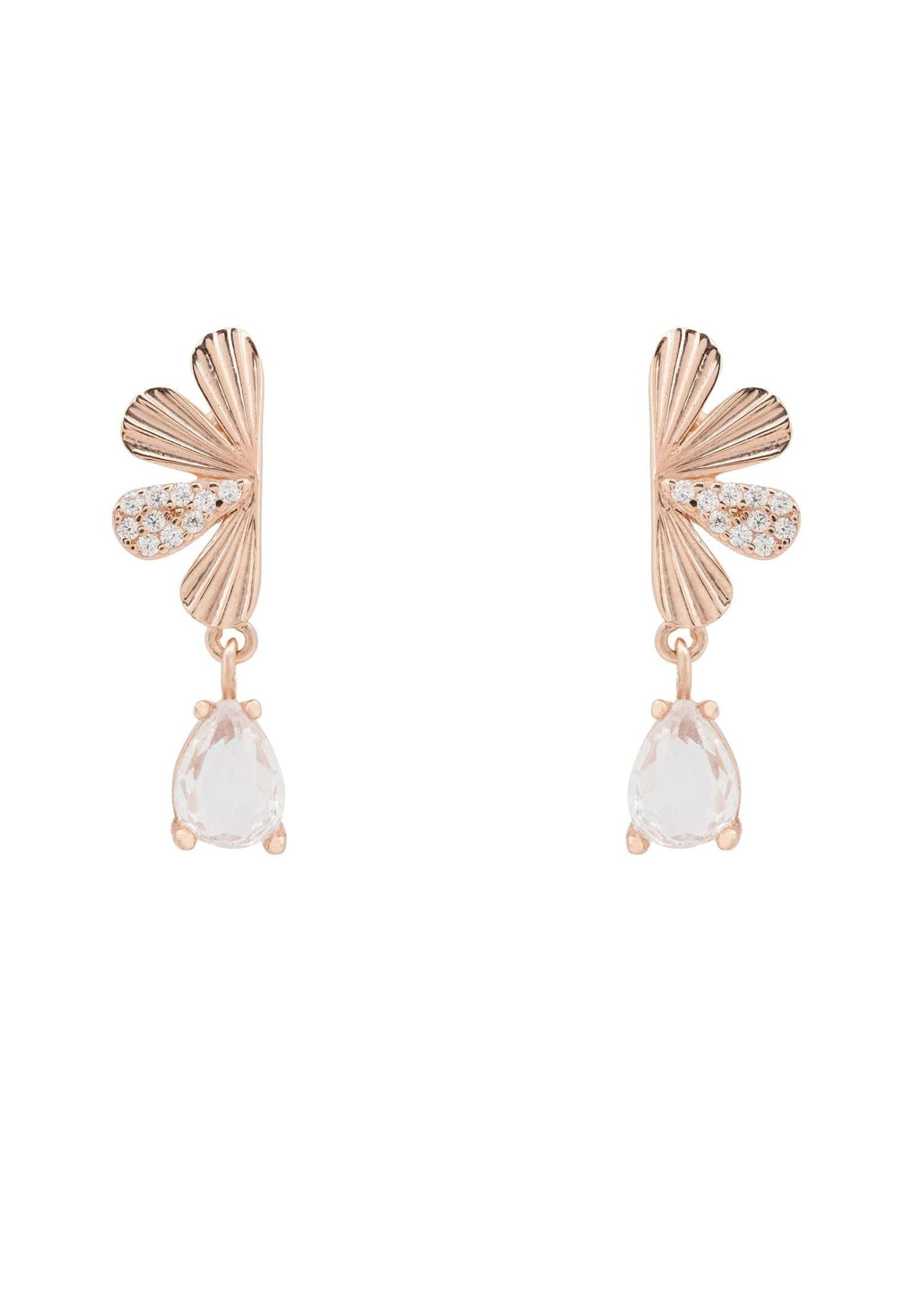 Ginkgo Leaf Small Drop Earrings Rosegold - LATELITA Earrings