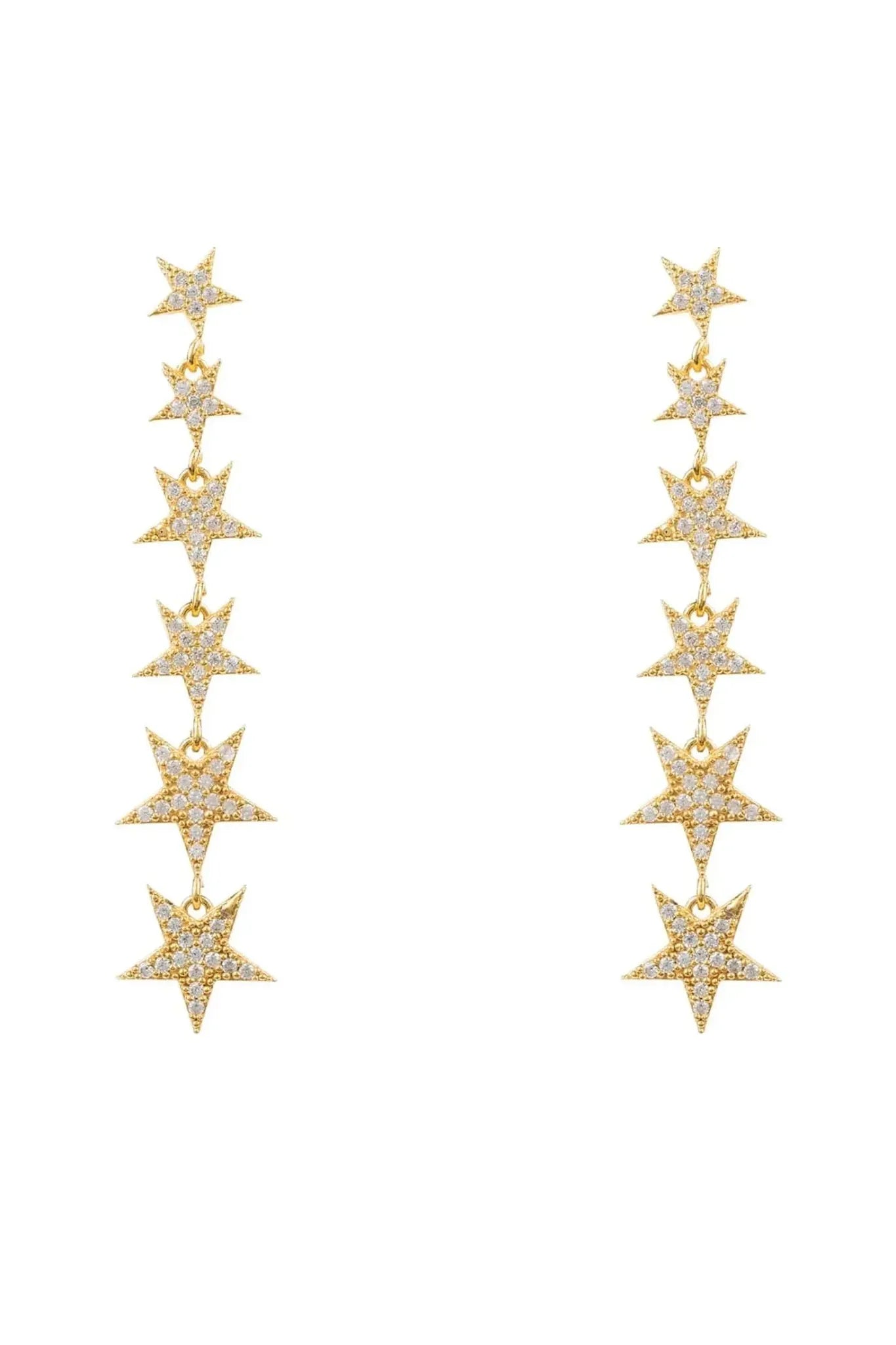 Graduated Star Drop Earrings Gold - LATELITA Earrings