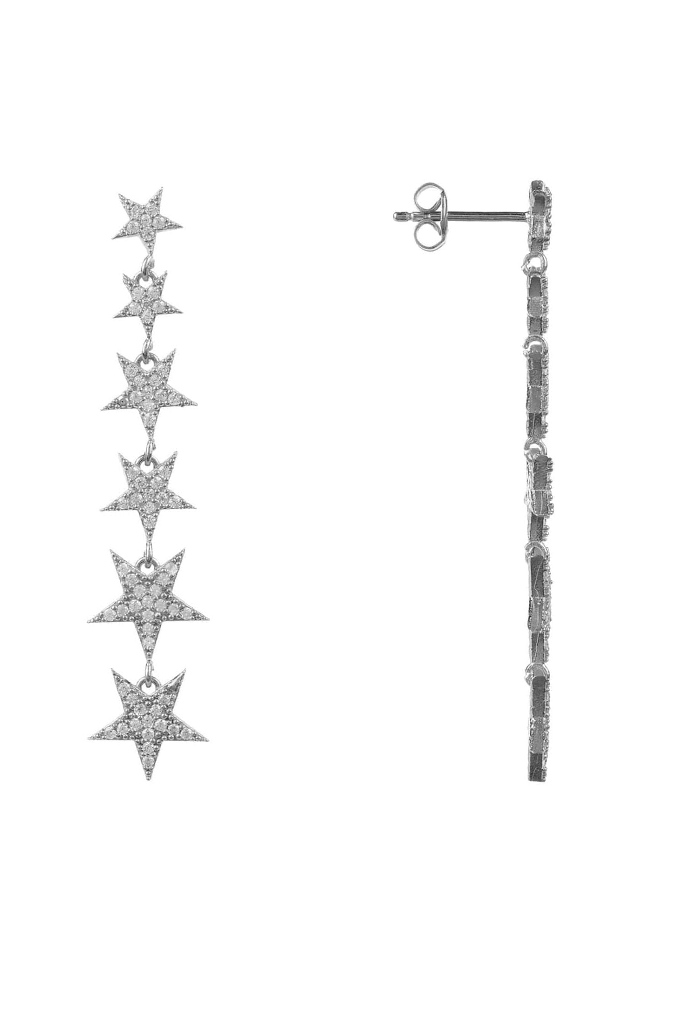 Graduated Star Drop Earrings Sterling Silver - LATELITA Earrings