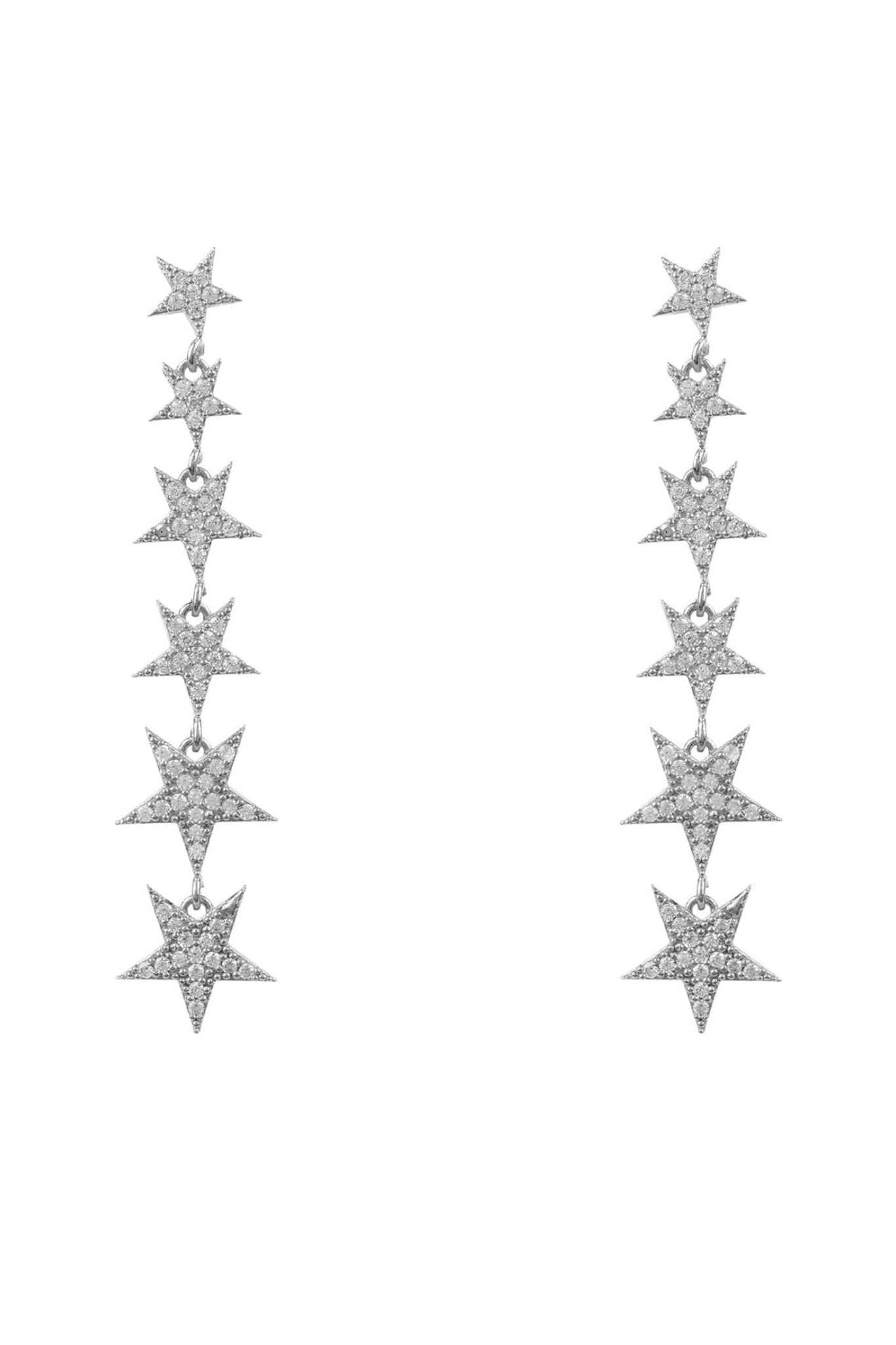 Graduated Star Drop Earrings Sterling Silver - LATELITA Earrings