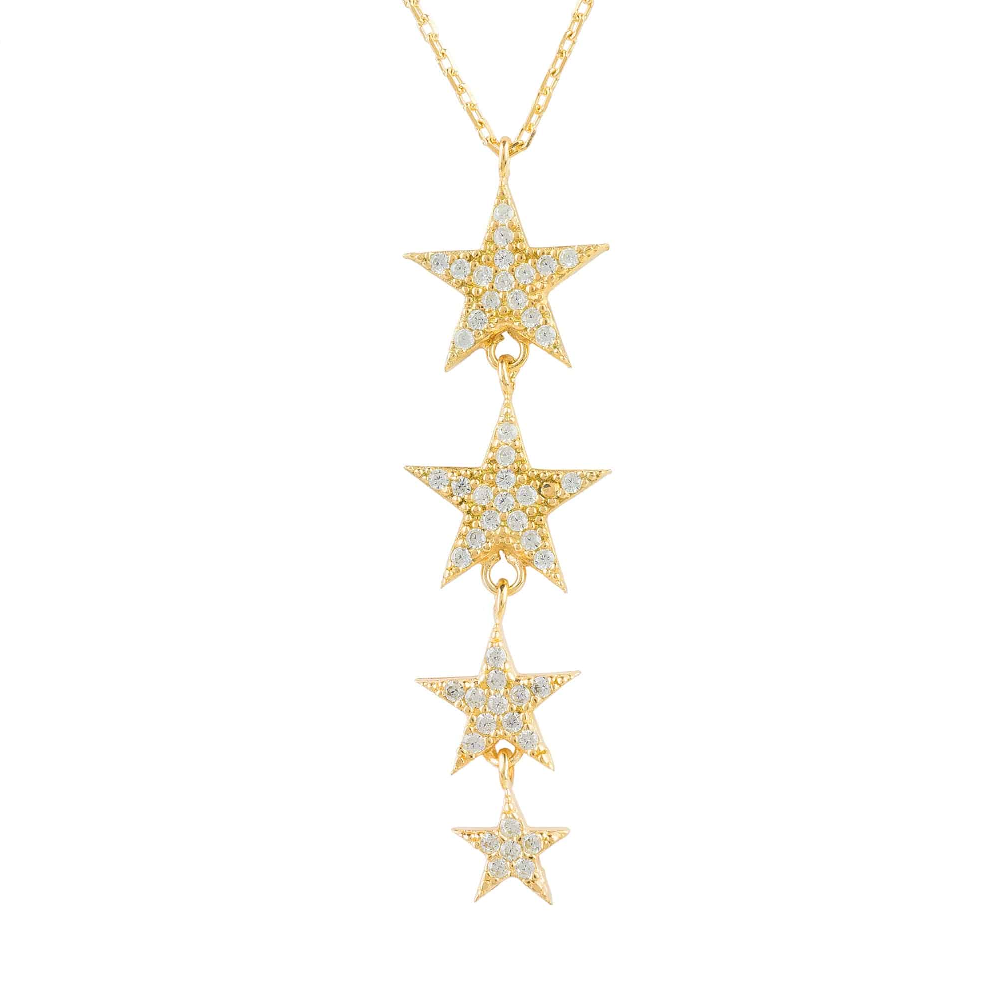 Graduated Star Drop Necklace Gold - LATELITA Necklaces