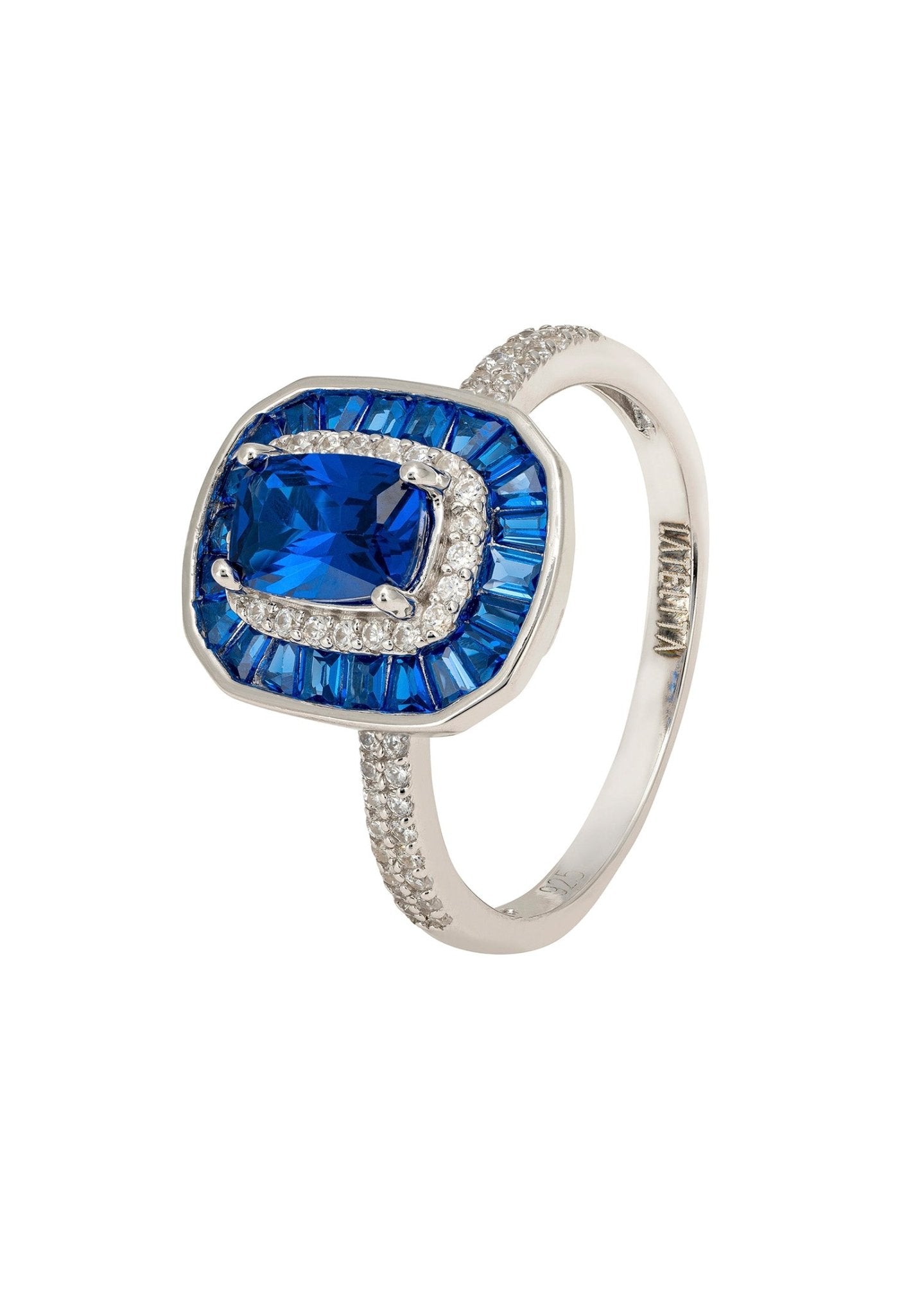 Great Gatsby Cocktail Ring Sapphire Silver - LATELITA Rings