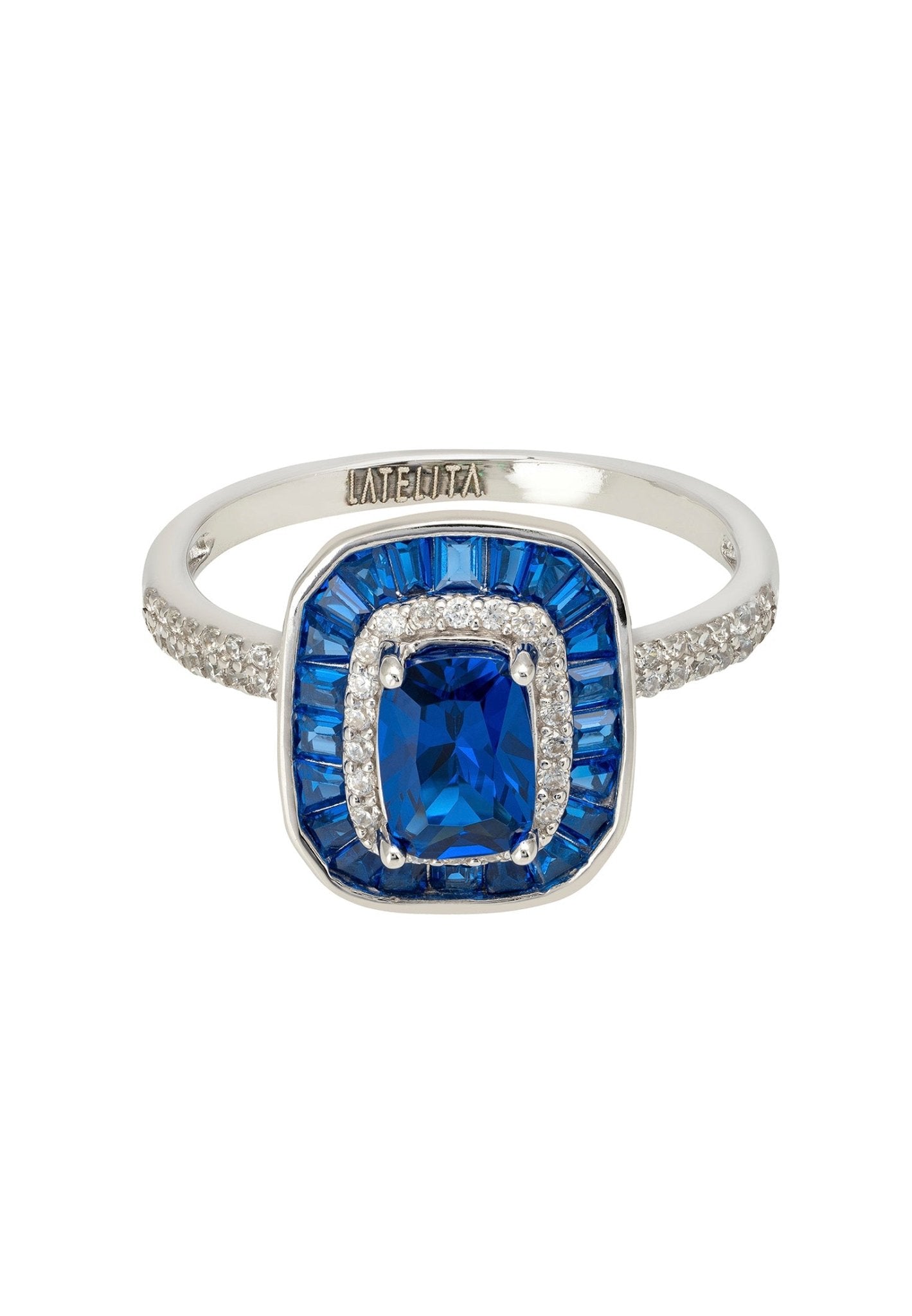 Great Gatsby Cocktail Ring Sapphire Silver - LATELITA Rings
