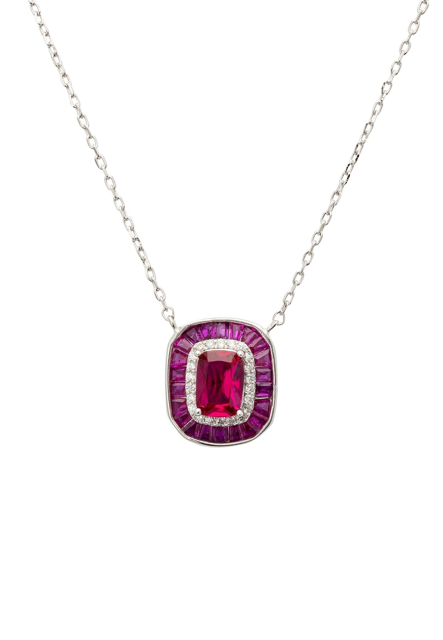 Great Gatsby Pendant Necklace Ruby Silver - LATELITA Necklaces