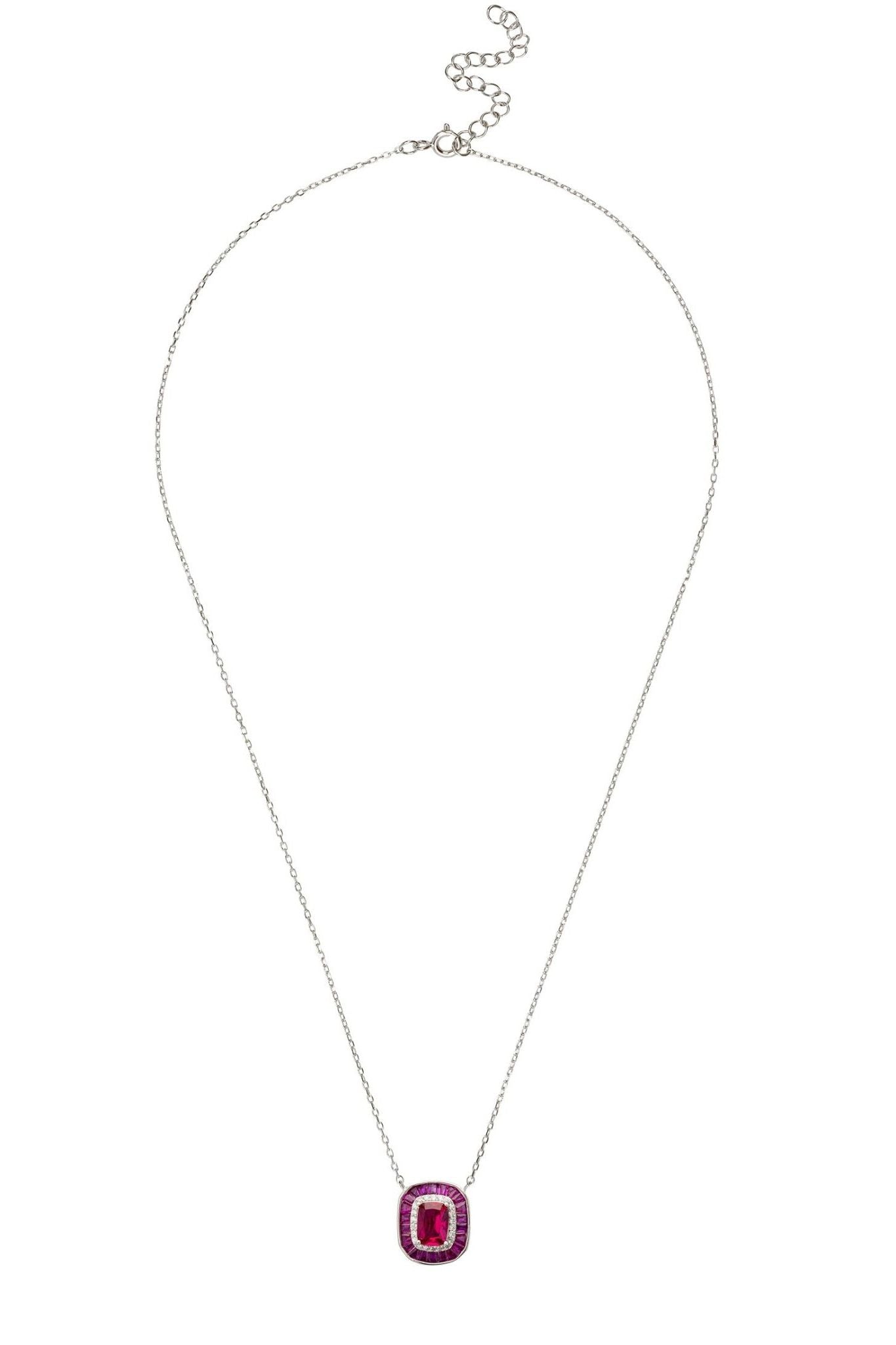 Great Gatsby Pendant Necklace Ruby Silver - LATELITA Necklaces