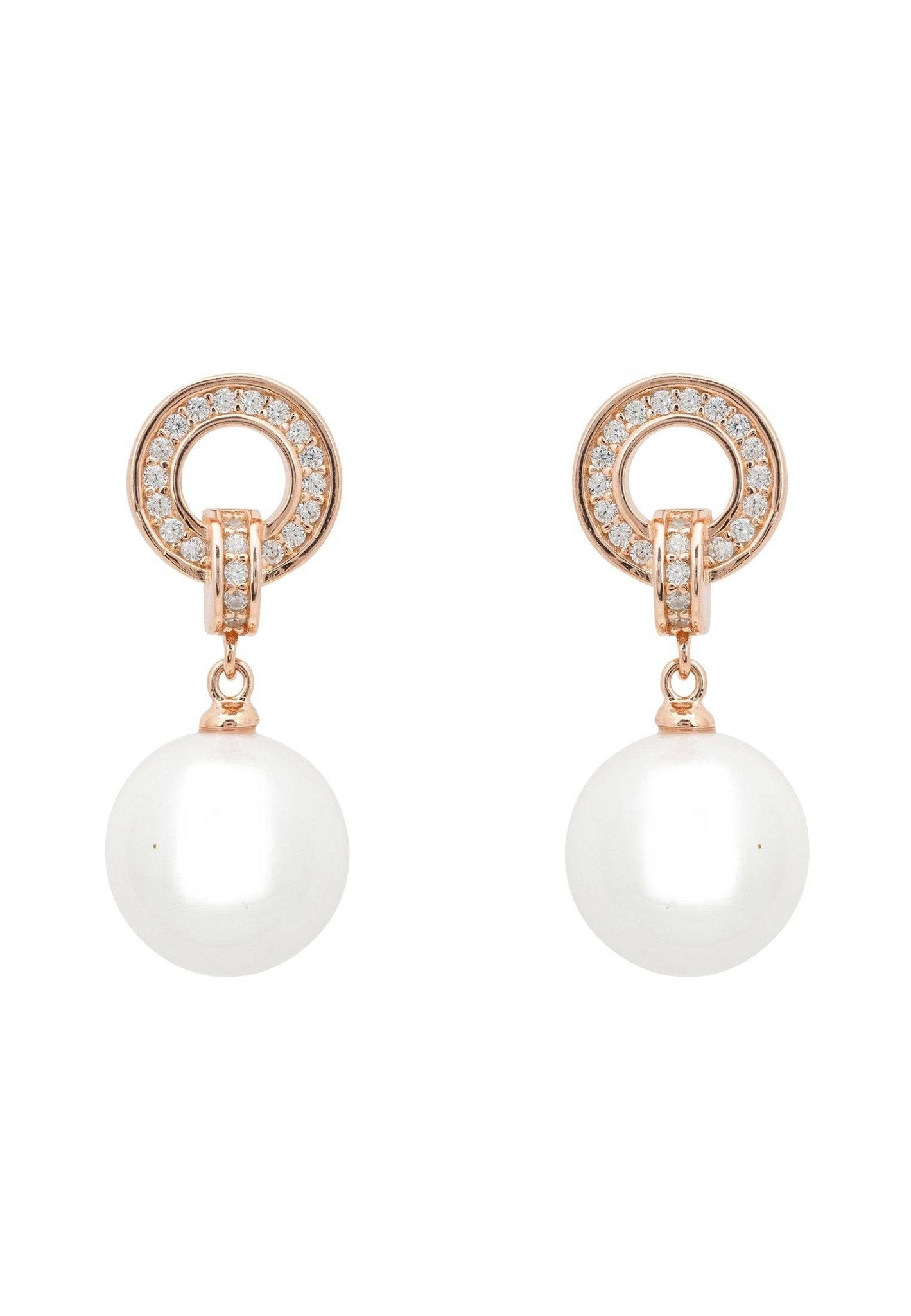 Halo Pearl Drop Earrings Rosegold - LATELITA Earrings