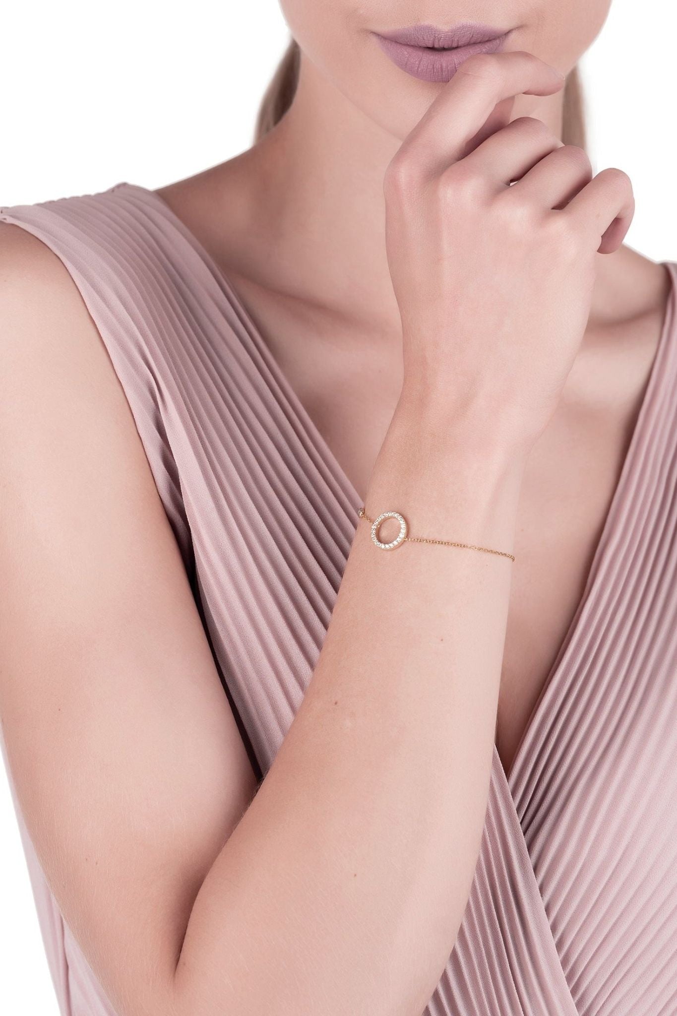 Halo Sparkling Circle Bracelet Rosegold - LATELITA Bracelets