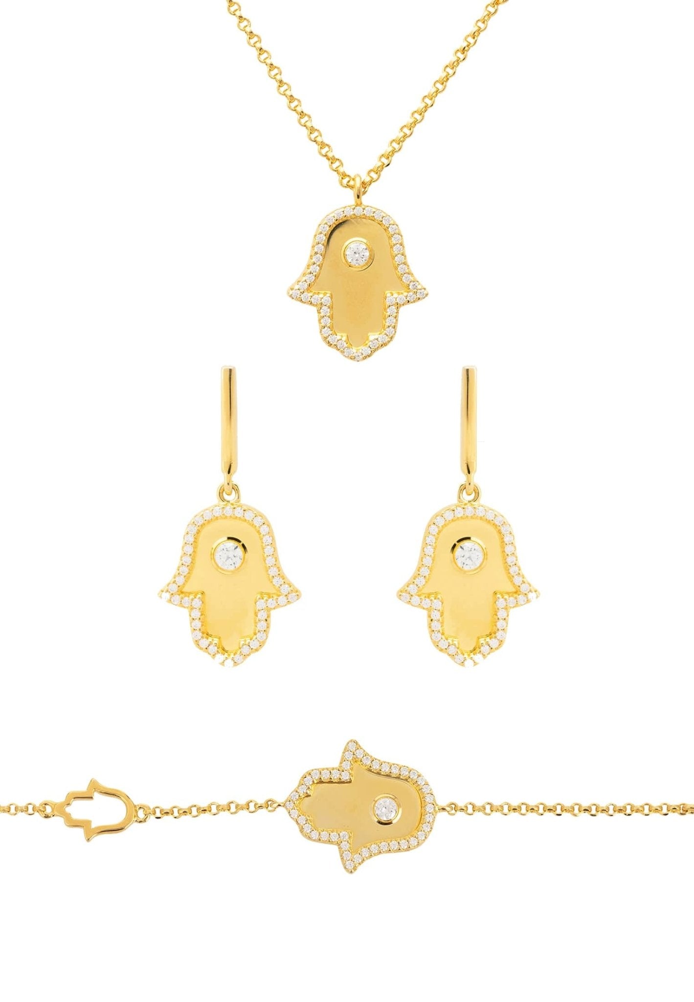 Hamsa Hand Jewellery Set Gold - LATELITA Sets