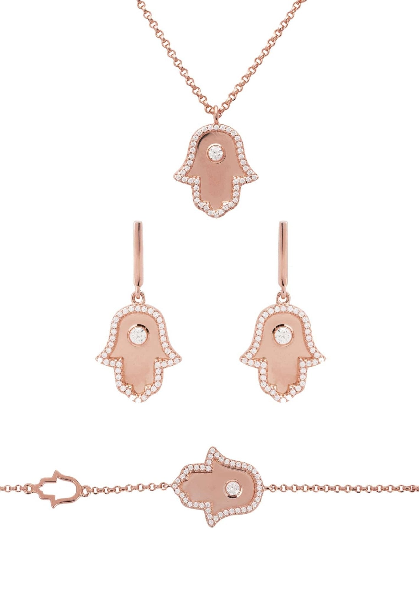 Hamsa Hand Jewellery Set Rosegold - LATELITA Sets