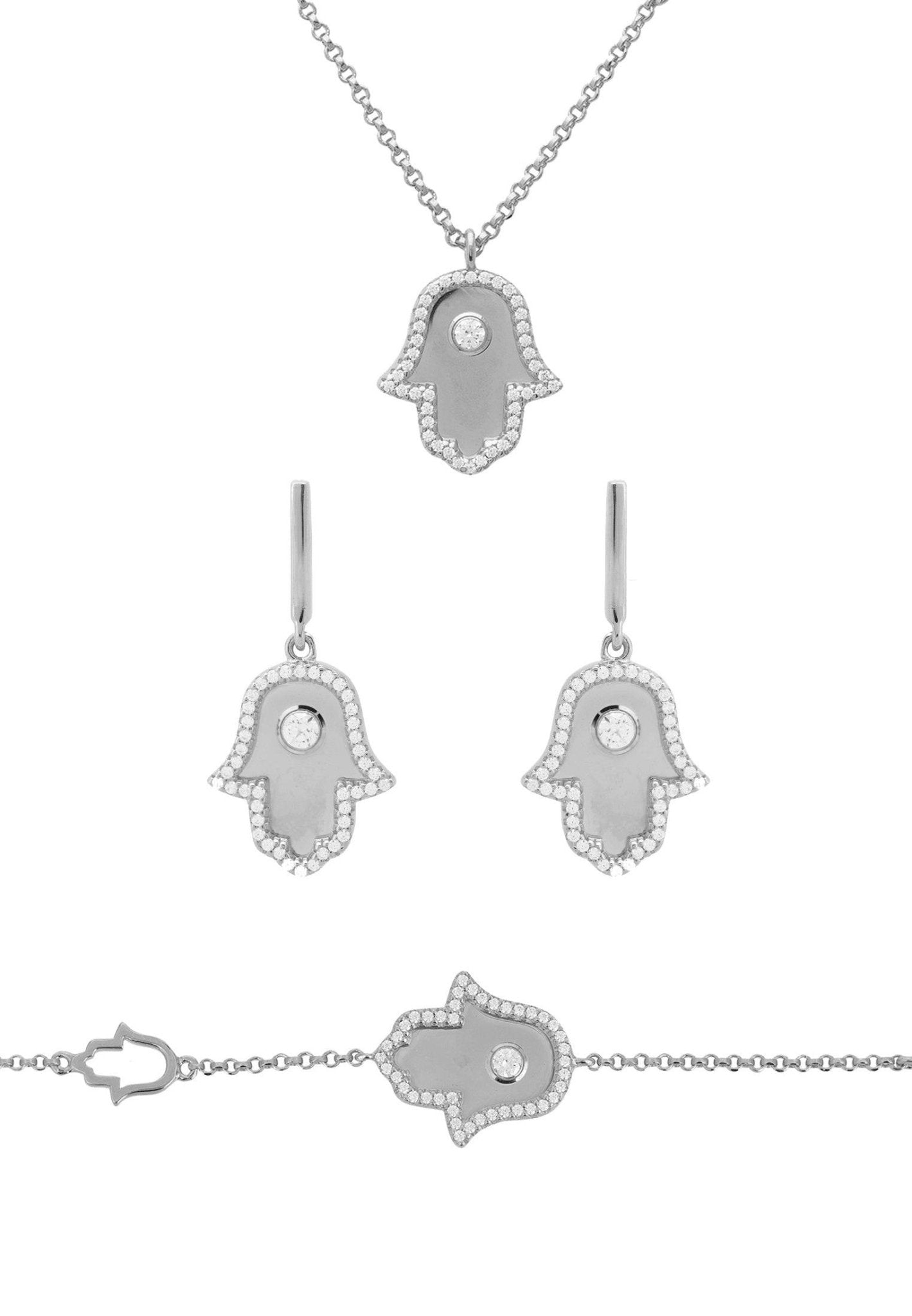 Hamsa Hand Jewellery Set Silver - LATELITA Sets