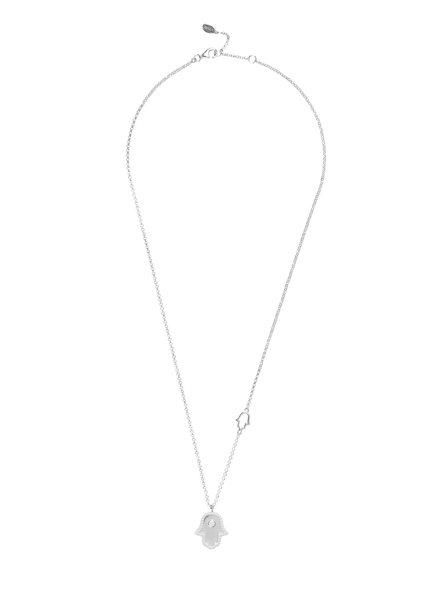 Hamsa Hand Metallic Charm Necklace Silver - LATELITA Necklaces