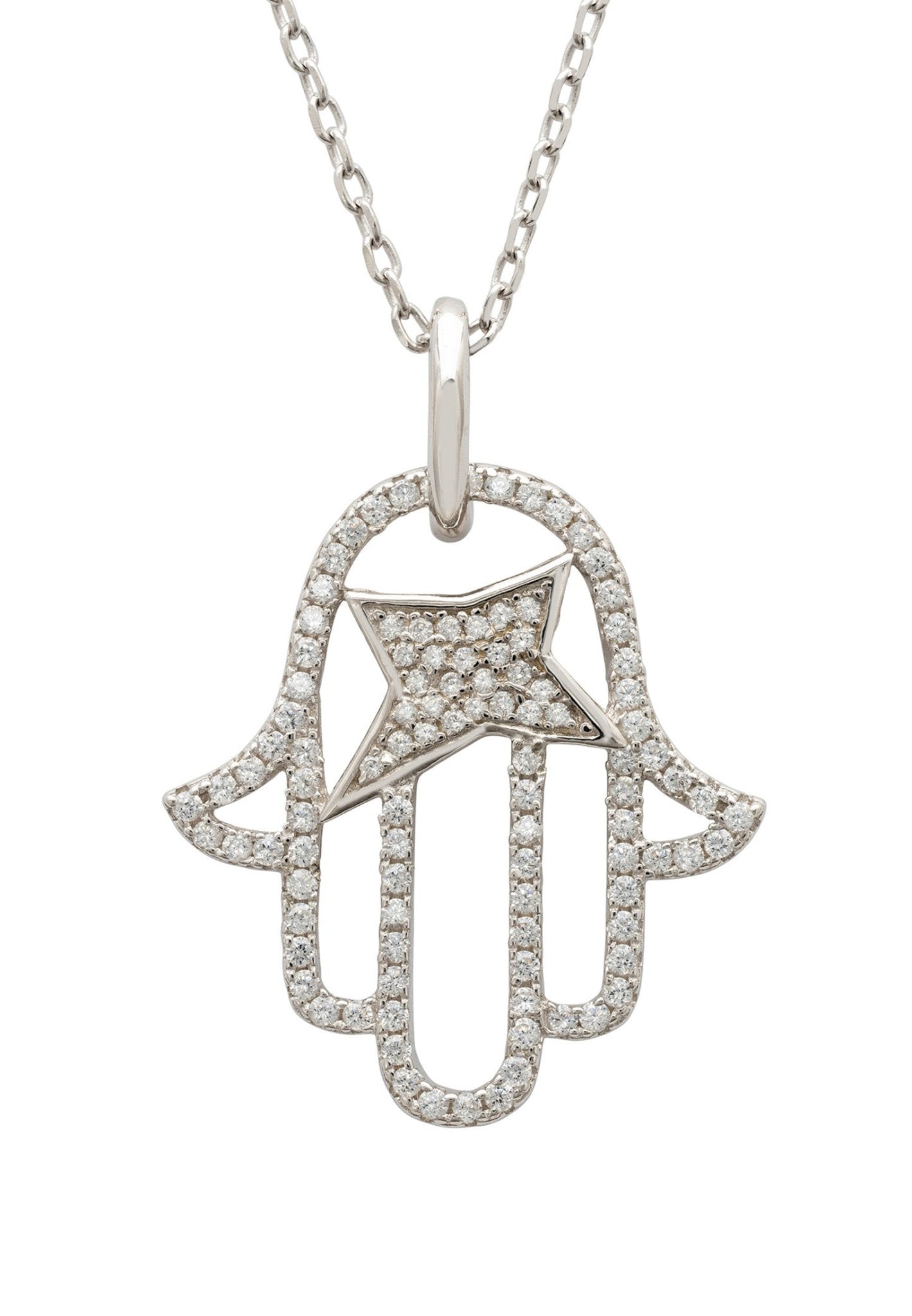 Hamsa Hand Of Fatima Necklace Silver - LATELITA Necklaces