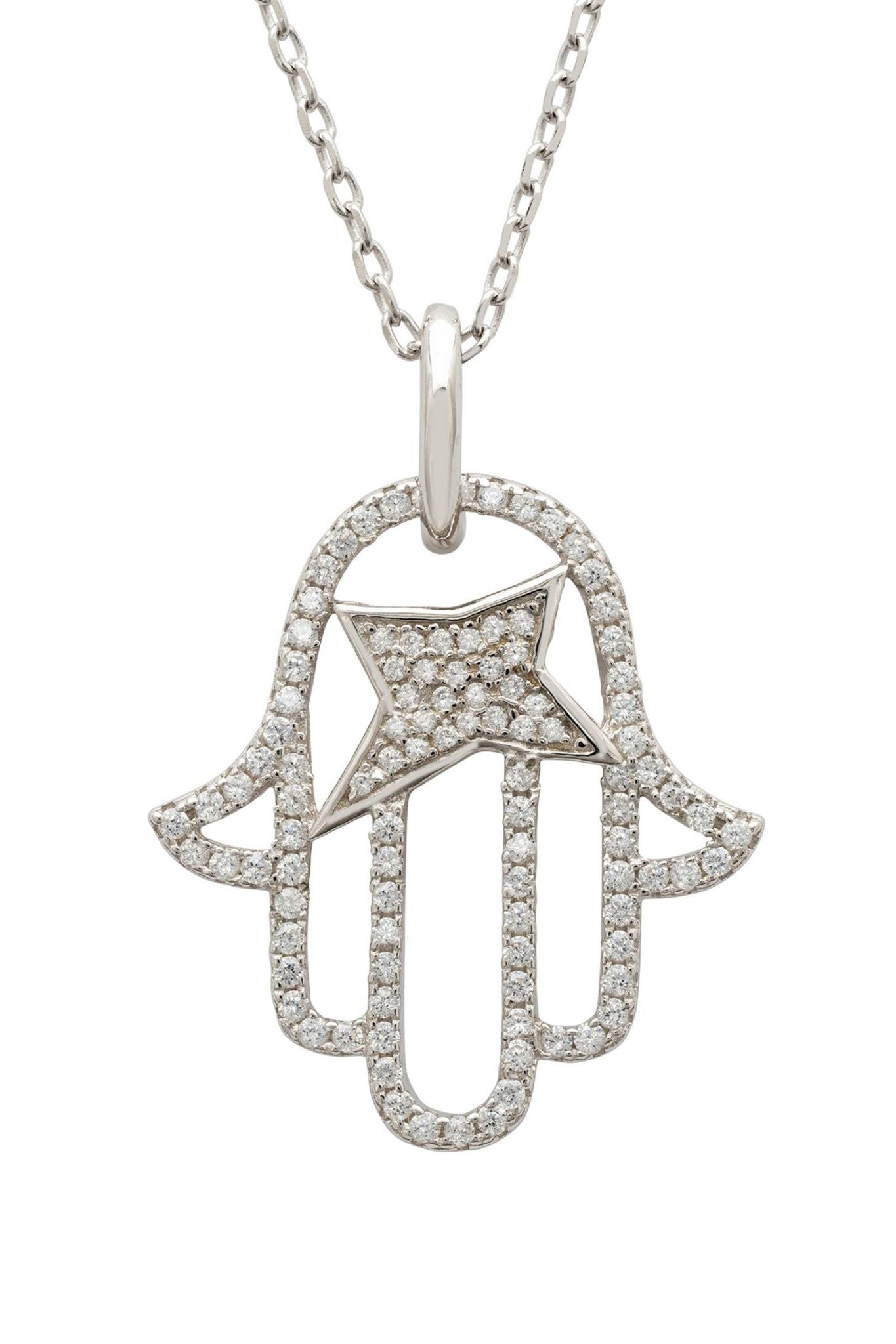 Hamsa Hand Of Fatima Necklace Silver - LATELITA Necklaces