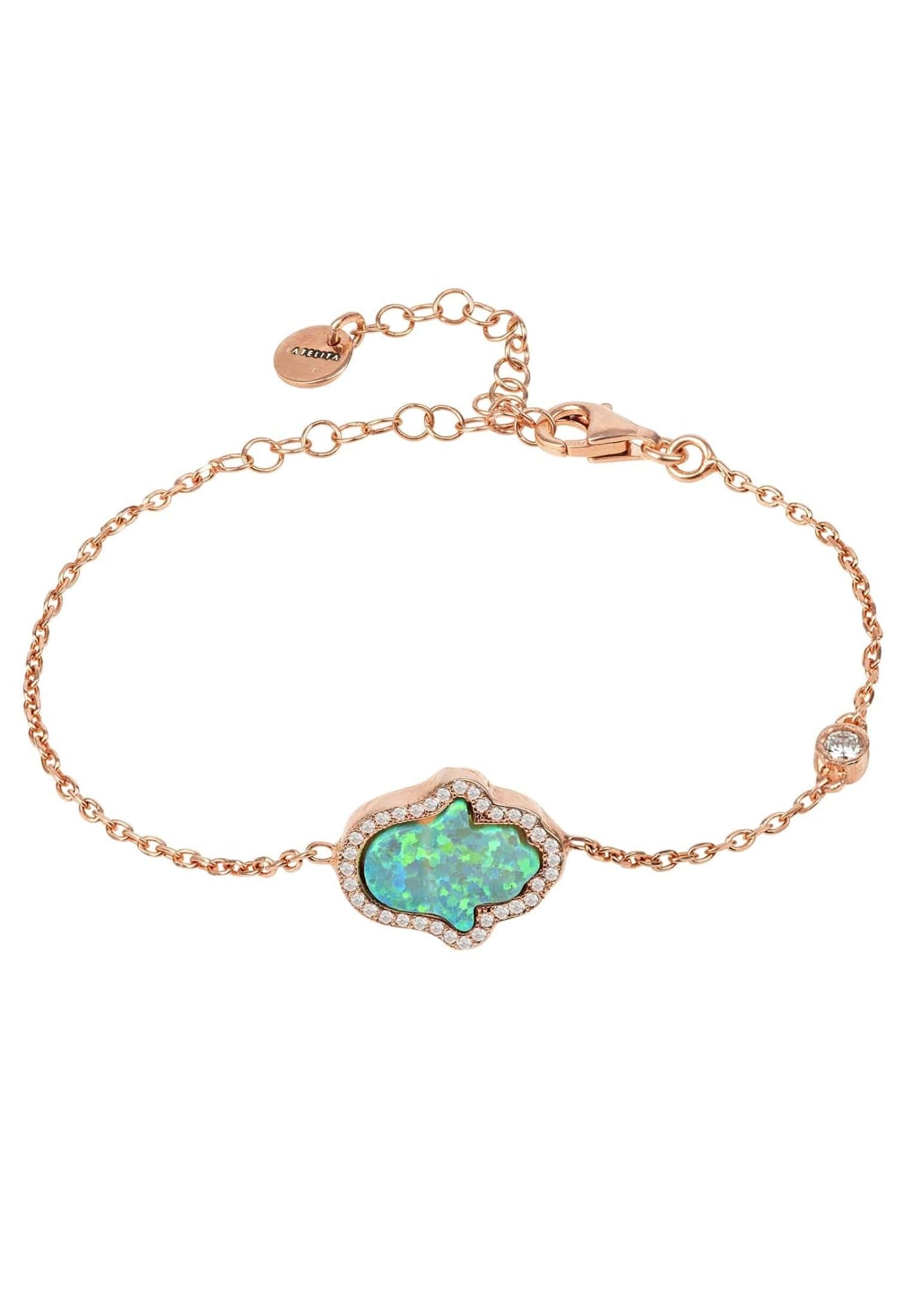 Hamsa Opalite Green Bracelet Rosegold - LATELITA Bracelets