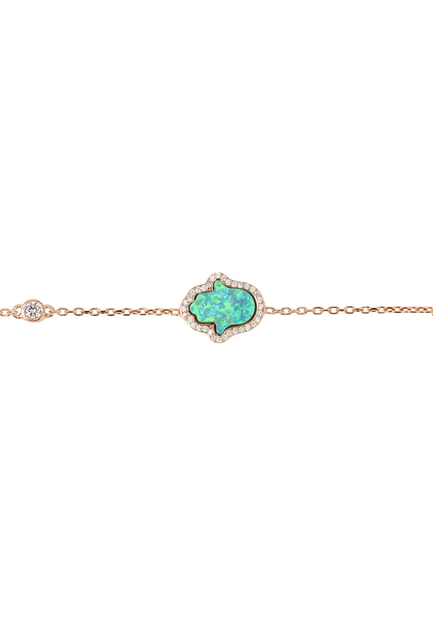 Hamsa Opalite Green Bracelet Rosegold - LATELITA Bracelets