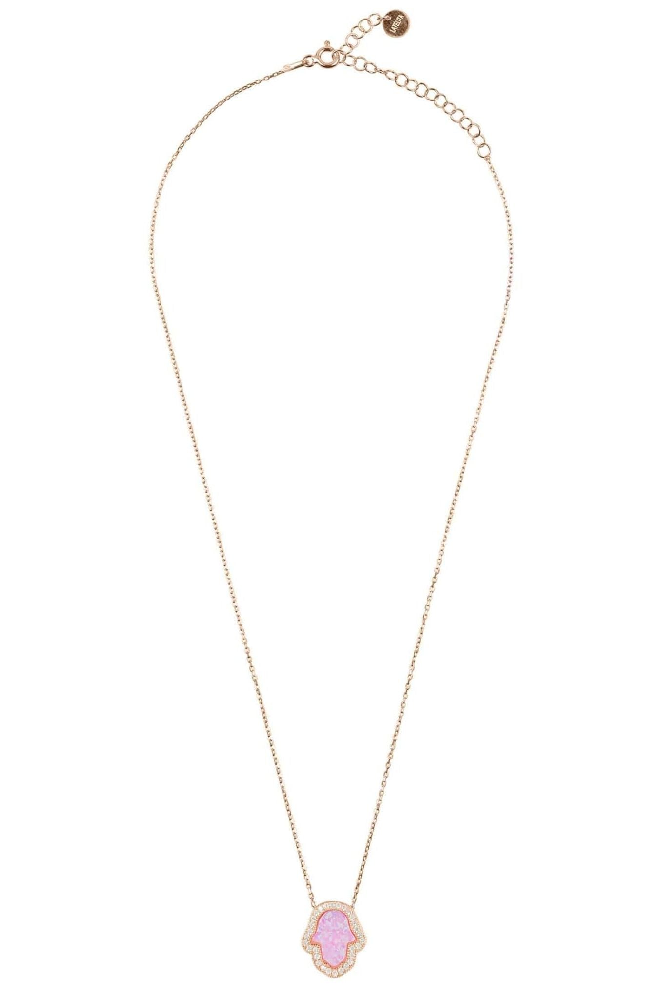 Hamsa Opalite Necklace Pink Rosegold - LATELITA Necklaces