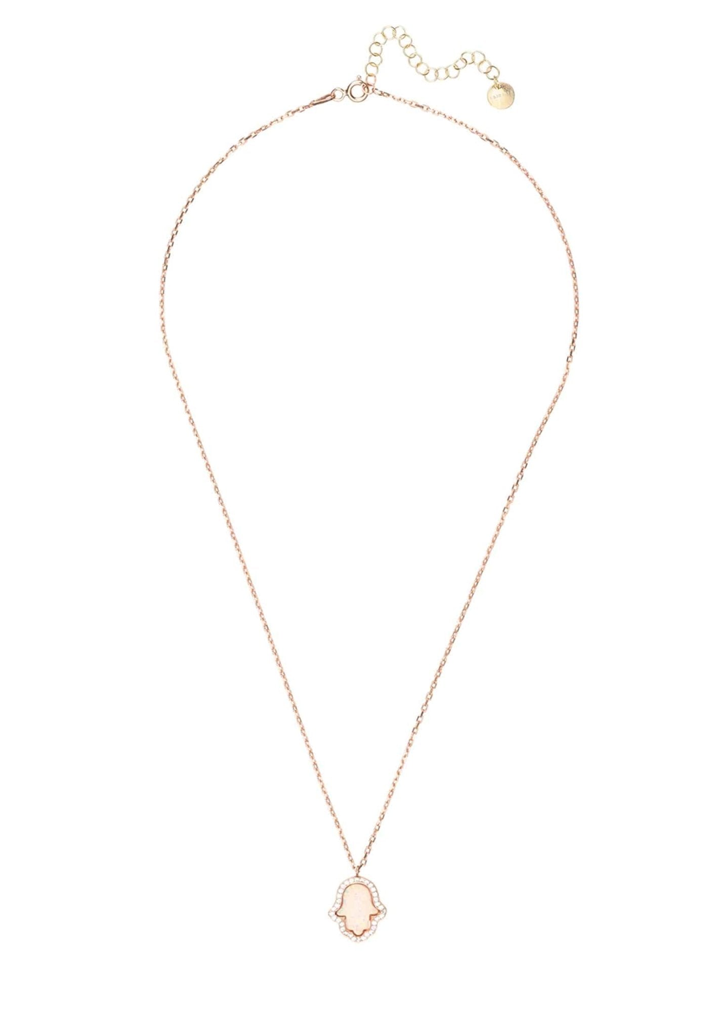 Hamsa Opalite Necklace White Rosegold - LATELITA Necklaces