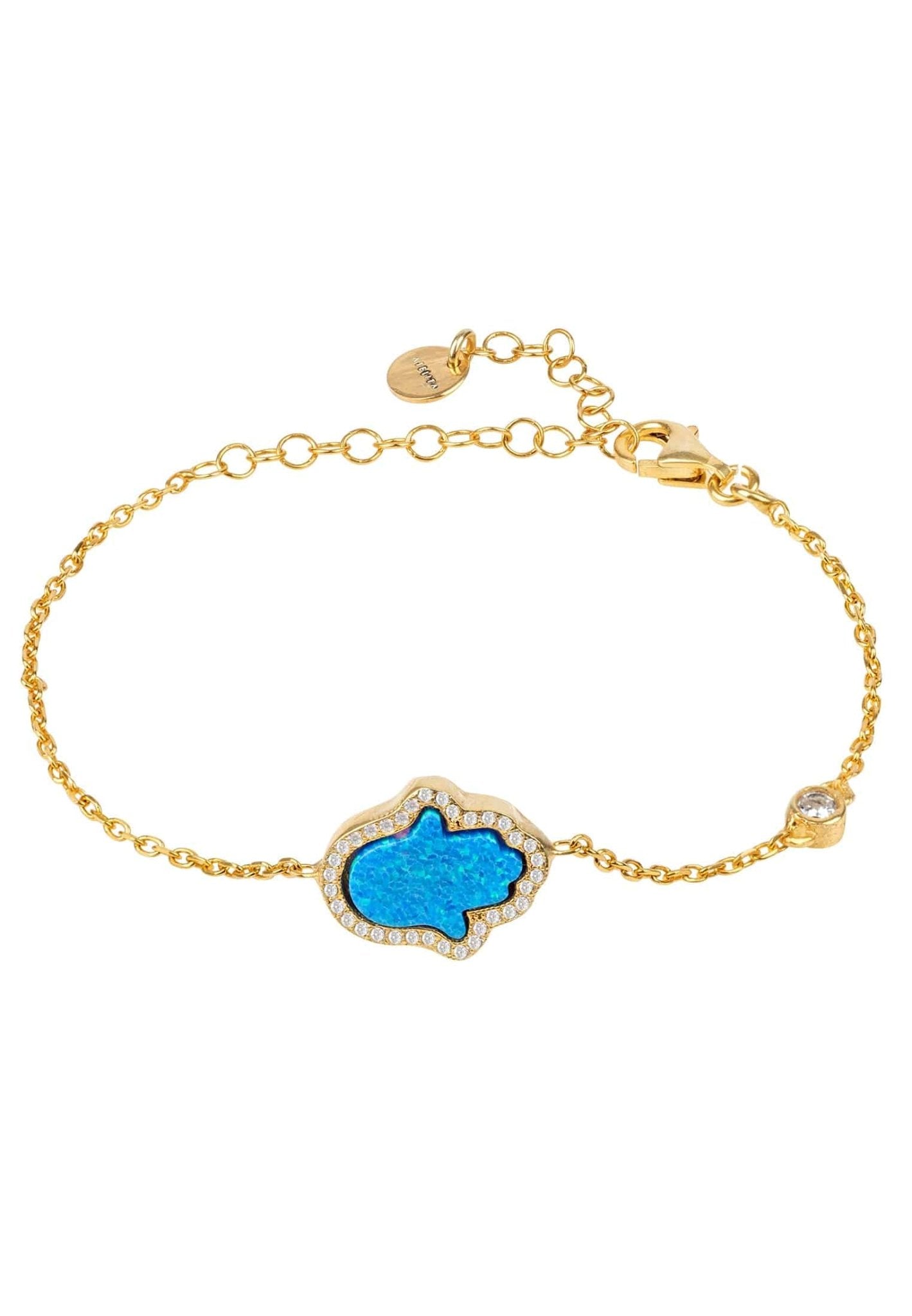 Hamsa Opalite Turquoise Blue Bracelet Gold - LATELITA Bracelets