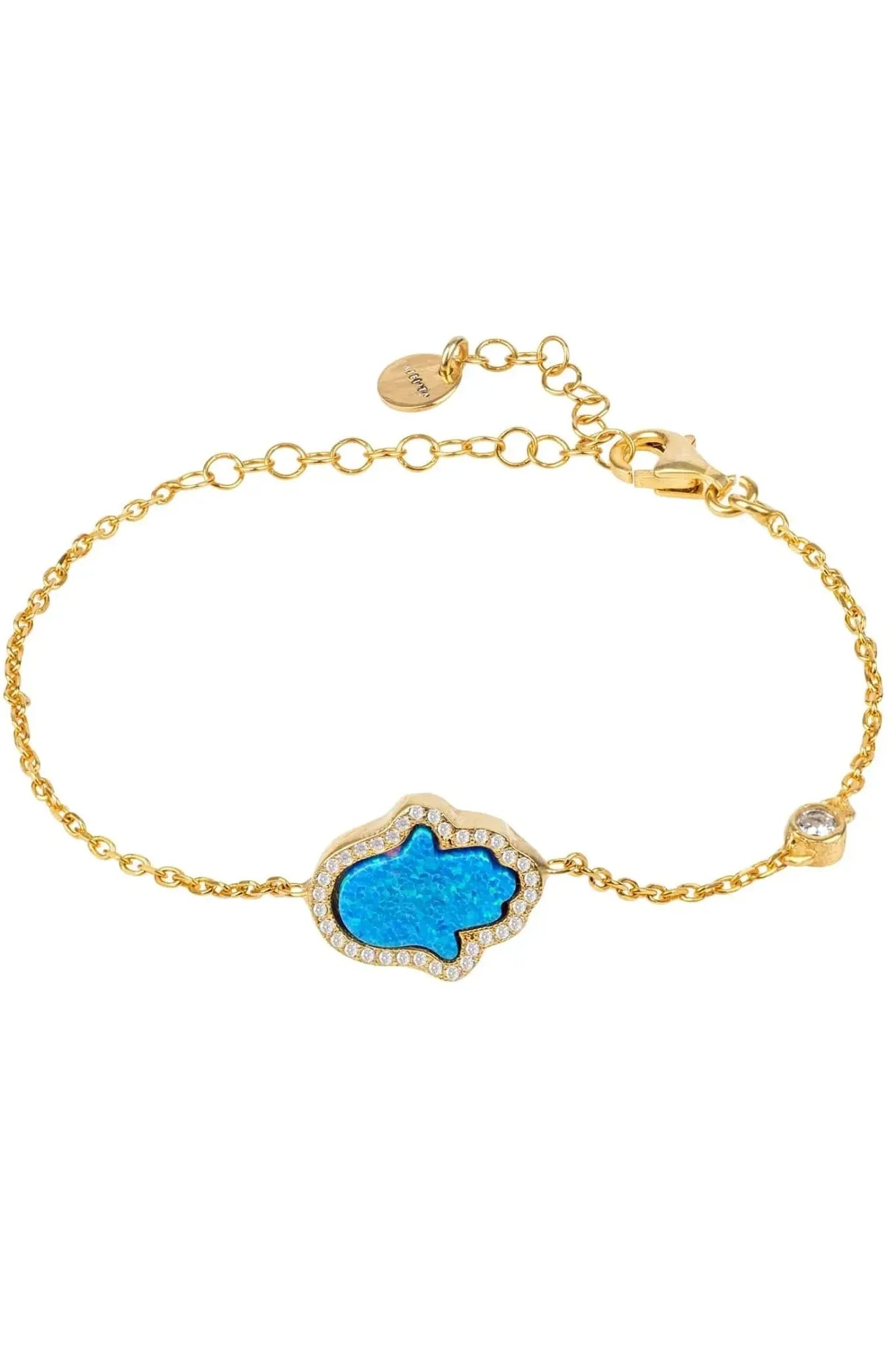 Hamsa Opalite Turquoise Blue Bracelet Gold - LATELITA Bracelets