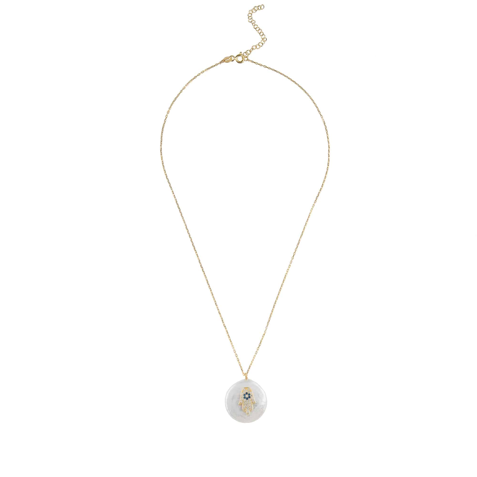 Hamsa Pearl Pendant Necklace Gold - LATELITA Necklaces