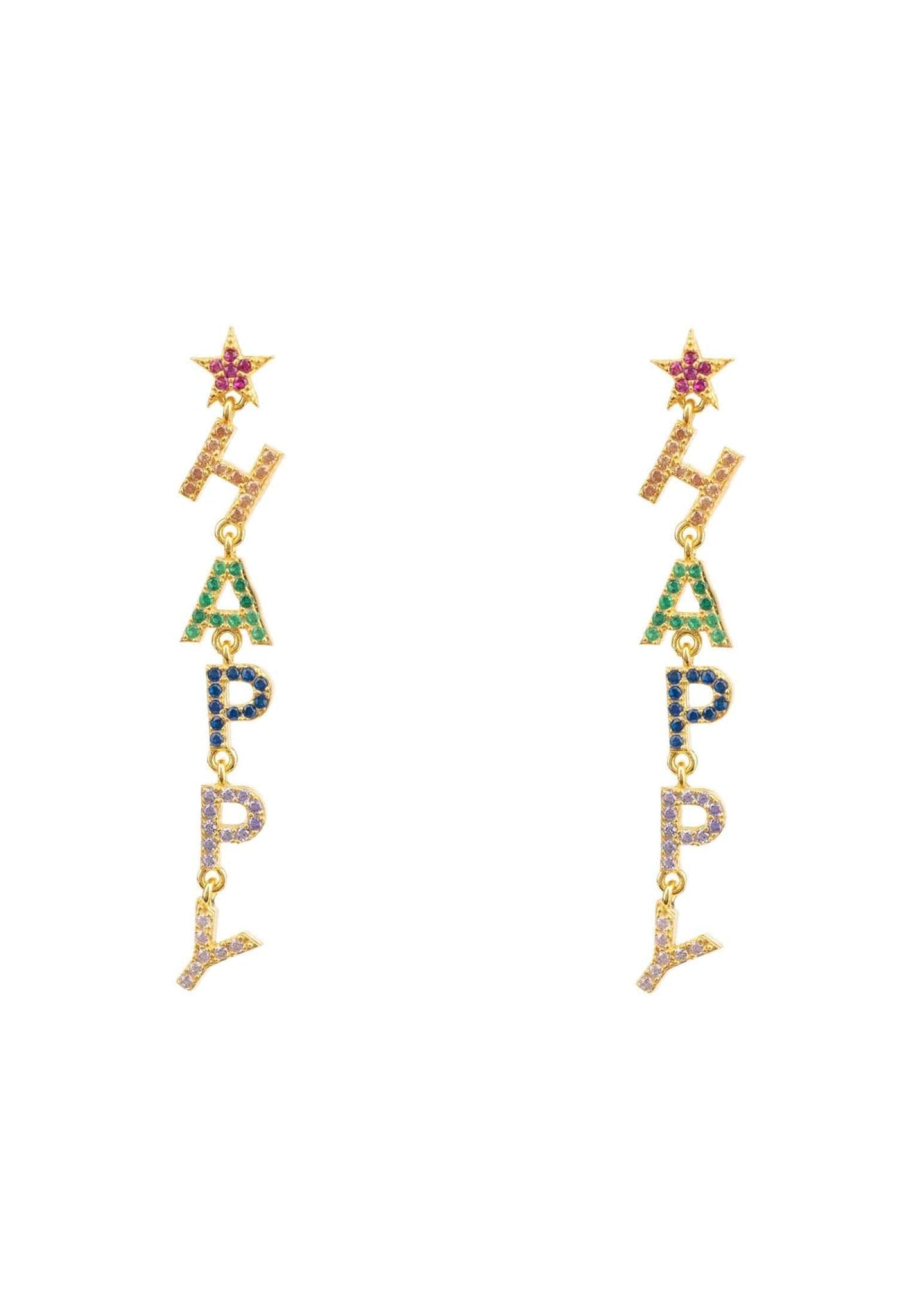 Happy Rainbow Drops Earrings Gold - LATELITA Earrings