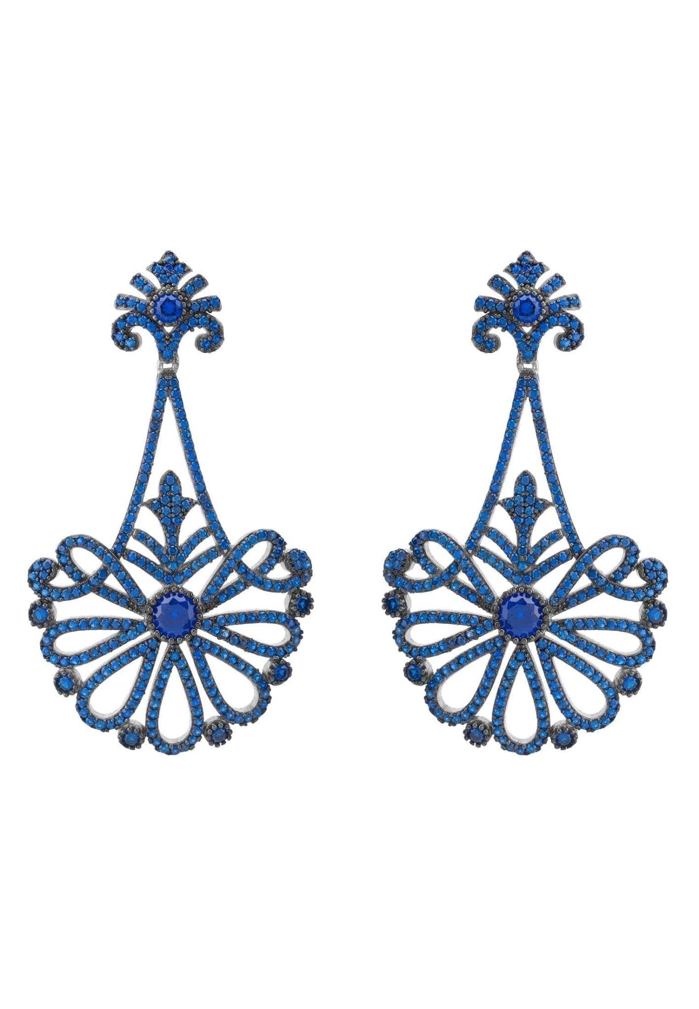 Harlequin Drop Earrings Silver Sapphire - LATELITA Earrings