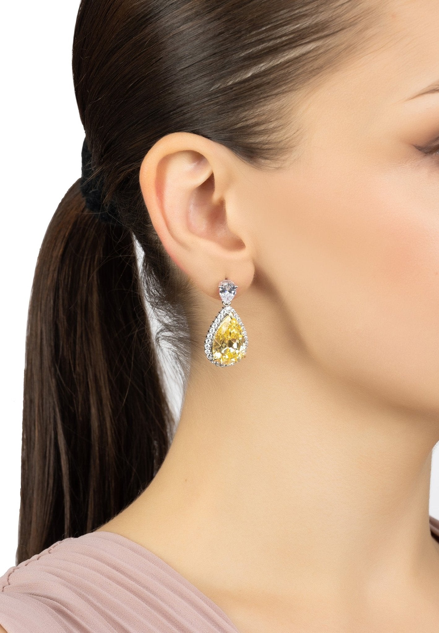 Harlow Lemon Topaz Teardrop Earrings Silver - LATELITA Earrings
