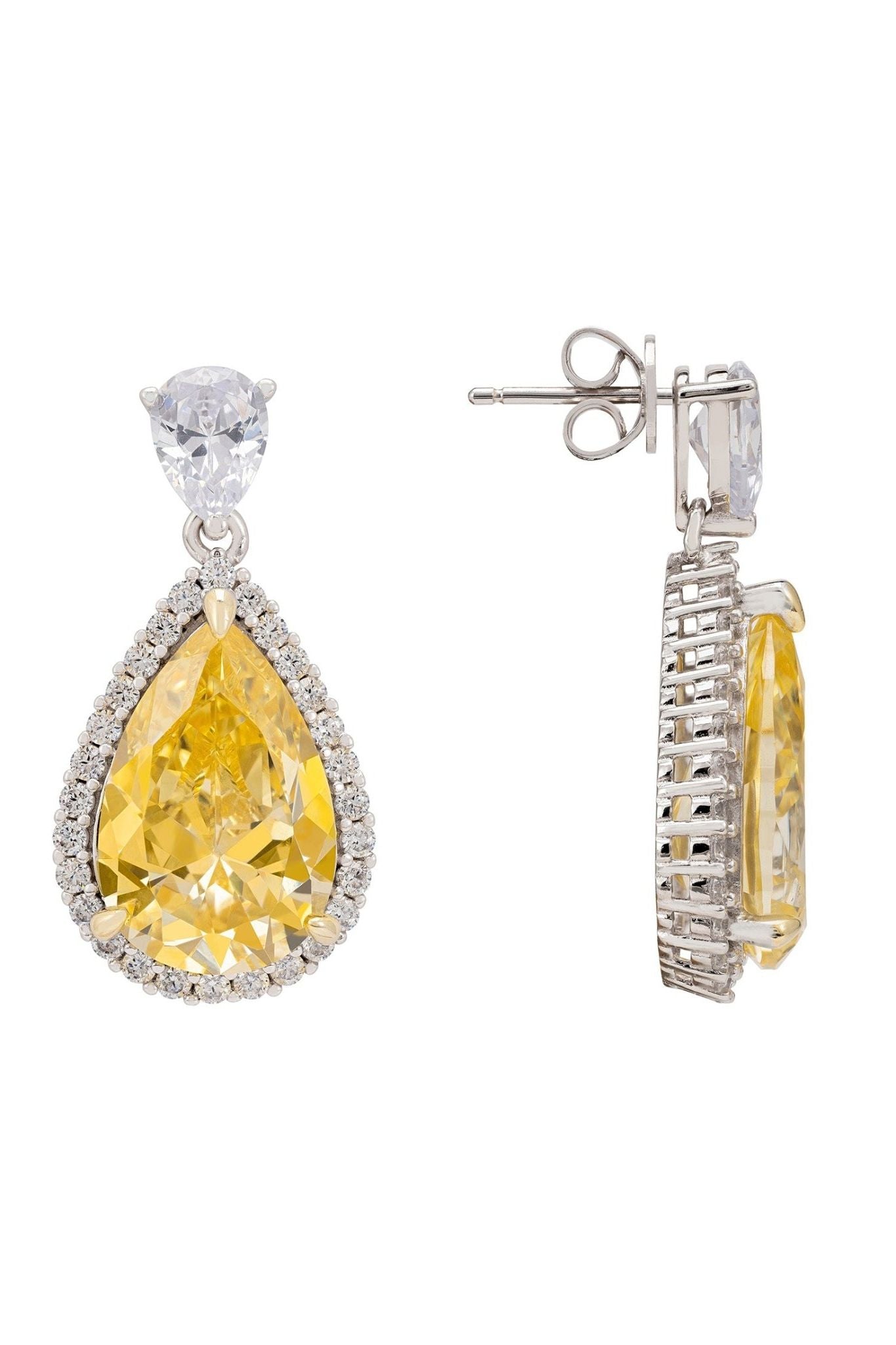 Harlow Lemon Topaz Teardrop Earrings Silver - LATELITA Earrings